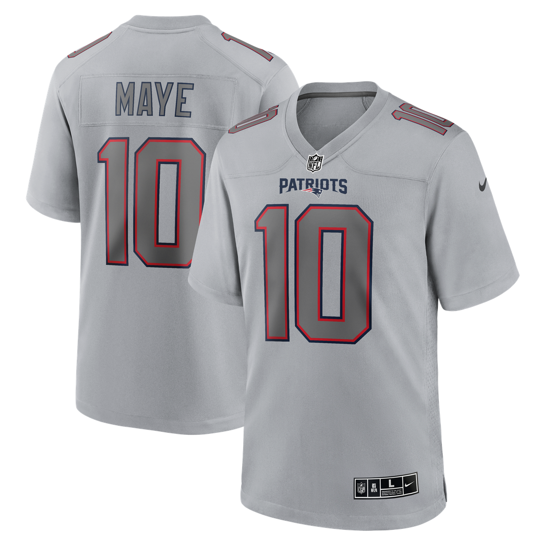 Drake Maye New England Patriots Nike Gray Atmosphere Fashion Game Jersey