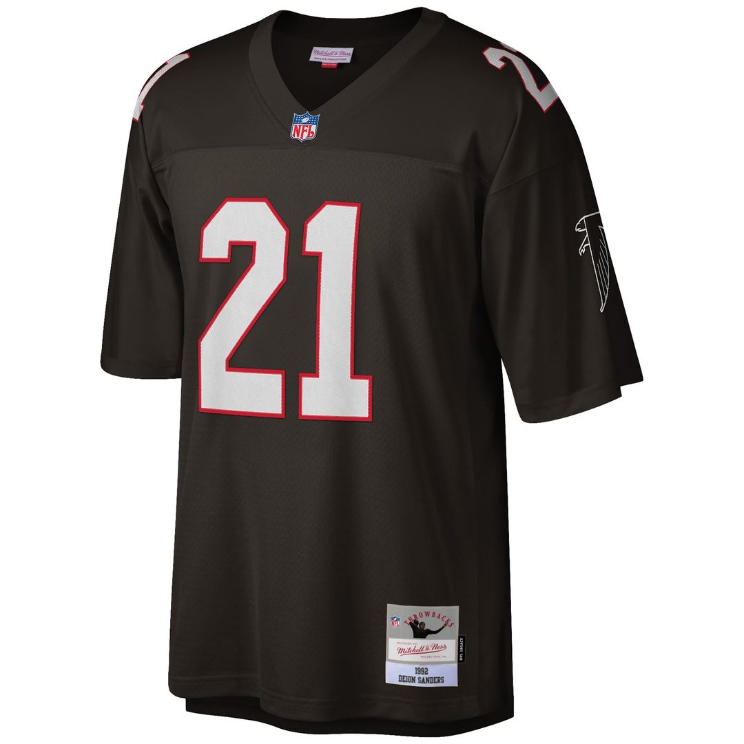 Deion Sanders Atlanta Falcons Mitchell & Ness White Big & Tall 1992 Retired Player Replica Jersey