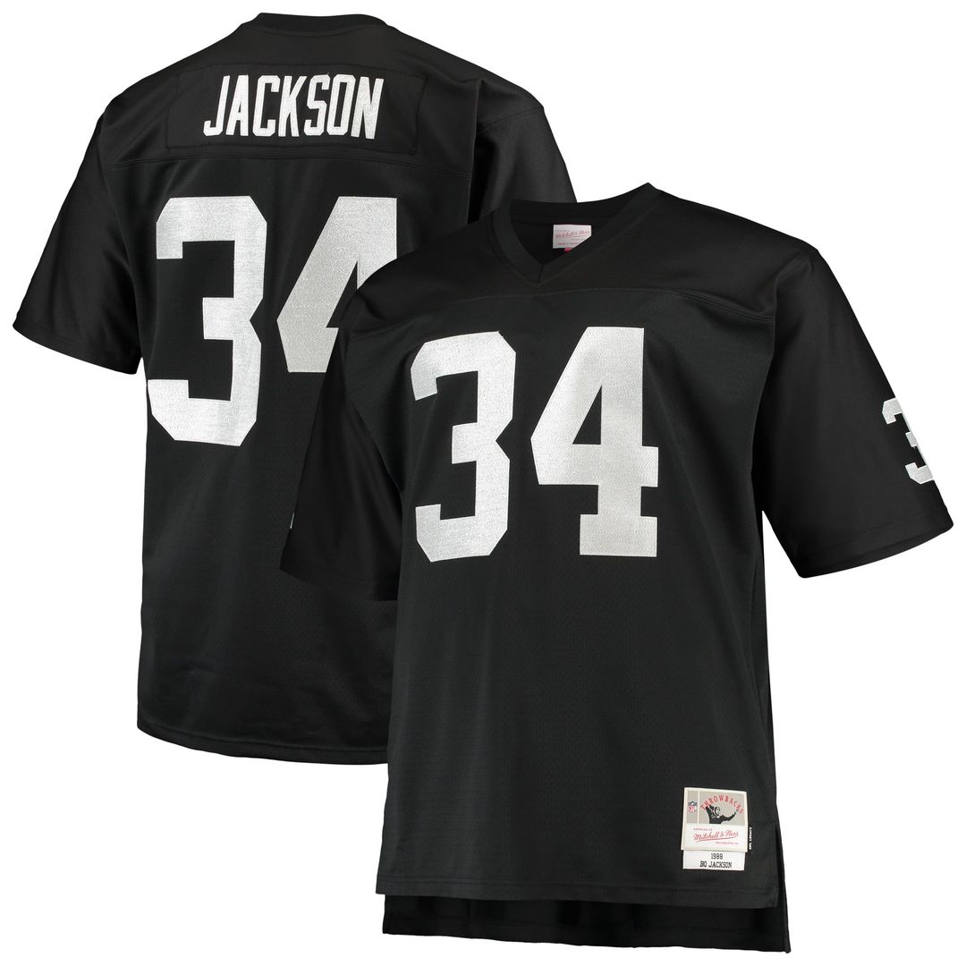 Bo Jackson Las Vegas Raiders Mitchell & Ness White Big & Tall 1988 Retired Player Replica Jersey