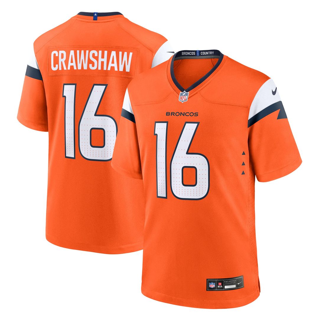 Jeremy Crawshaw Denver Broncos Nike Orange Team Game Jersey