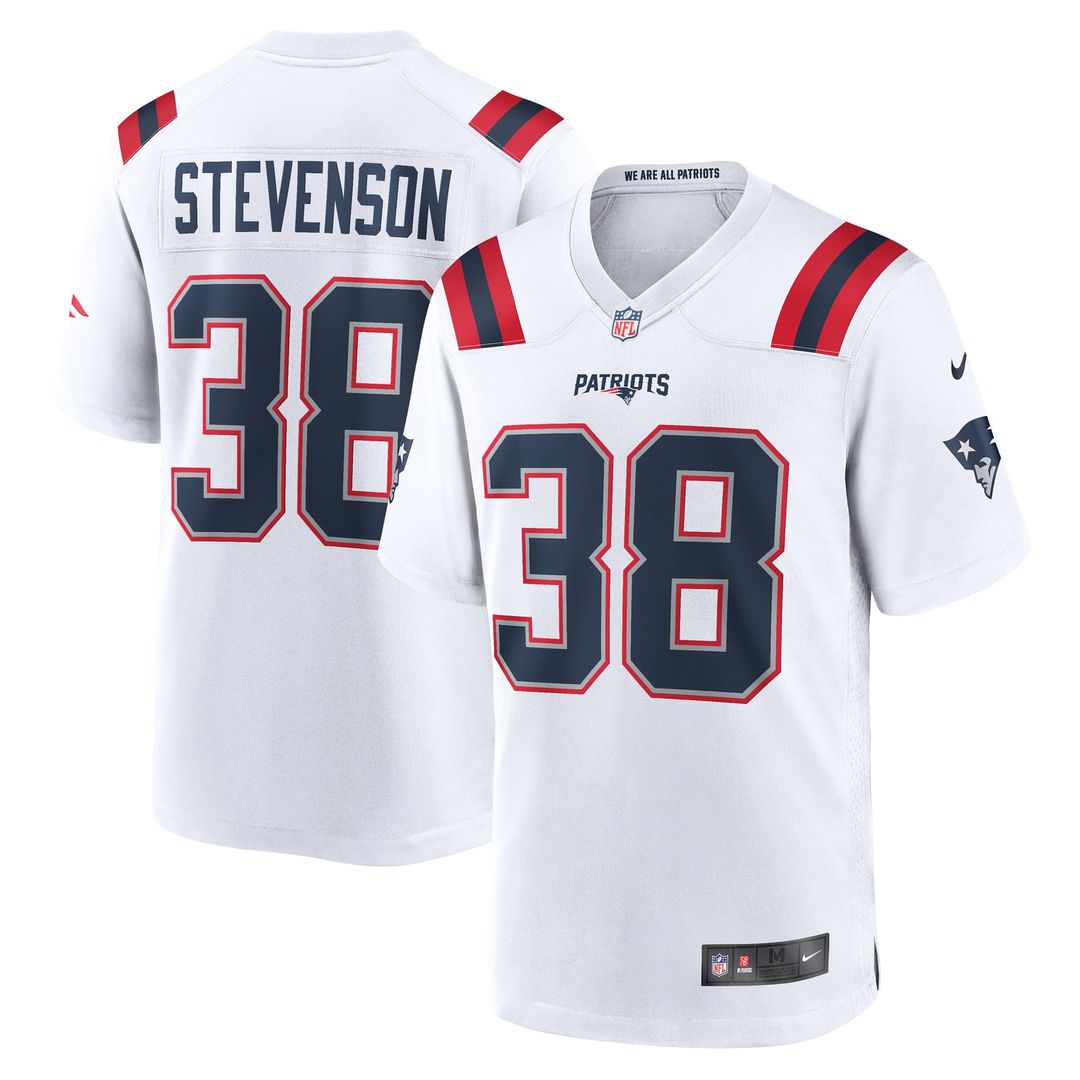 Rhamondre Stevenson New England Patriots Nike White Game Player Jersey