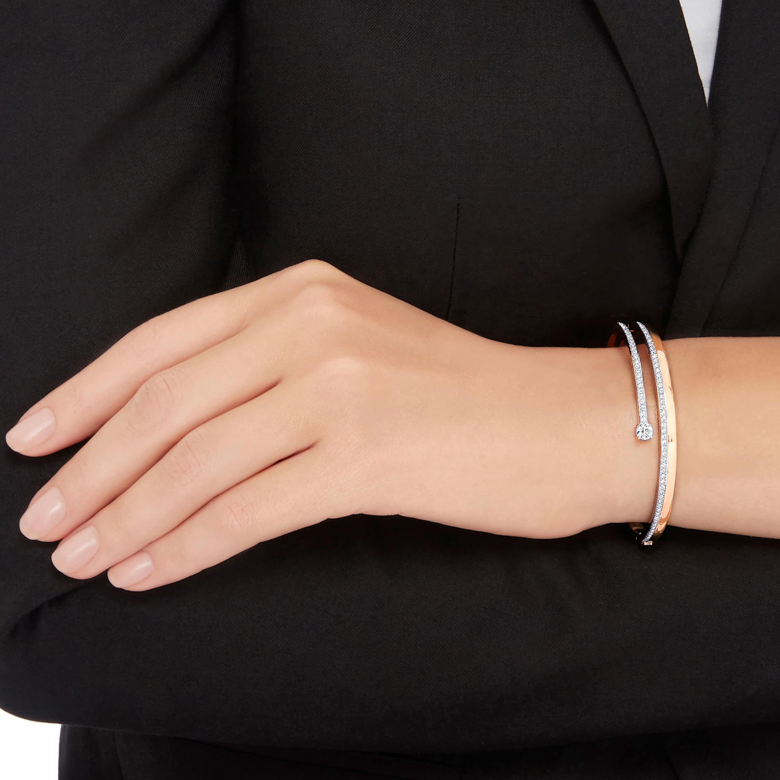 Swarovski Fresh bangle Round cut, White, Rhodium plated