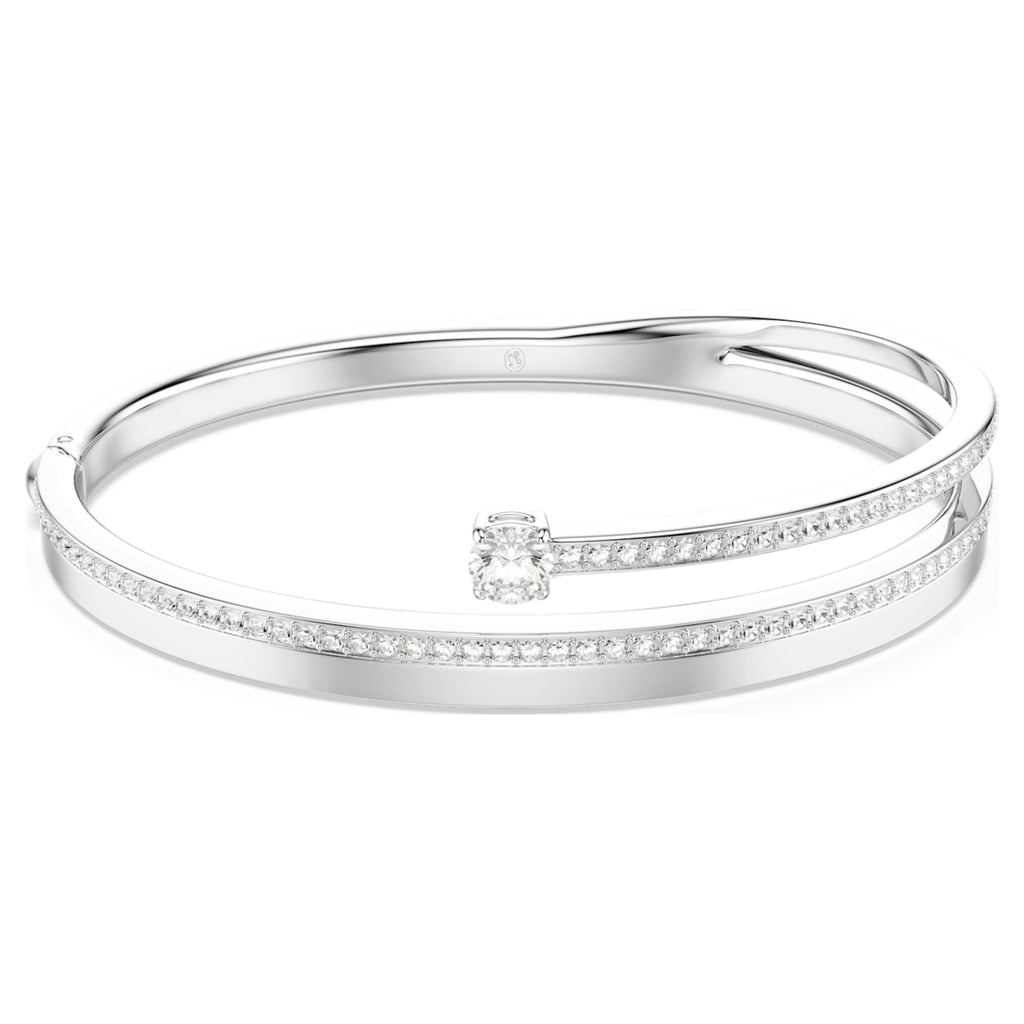 Swarovski Fresh bangle Round cut, White, Rhodium plated