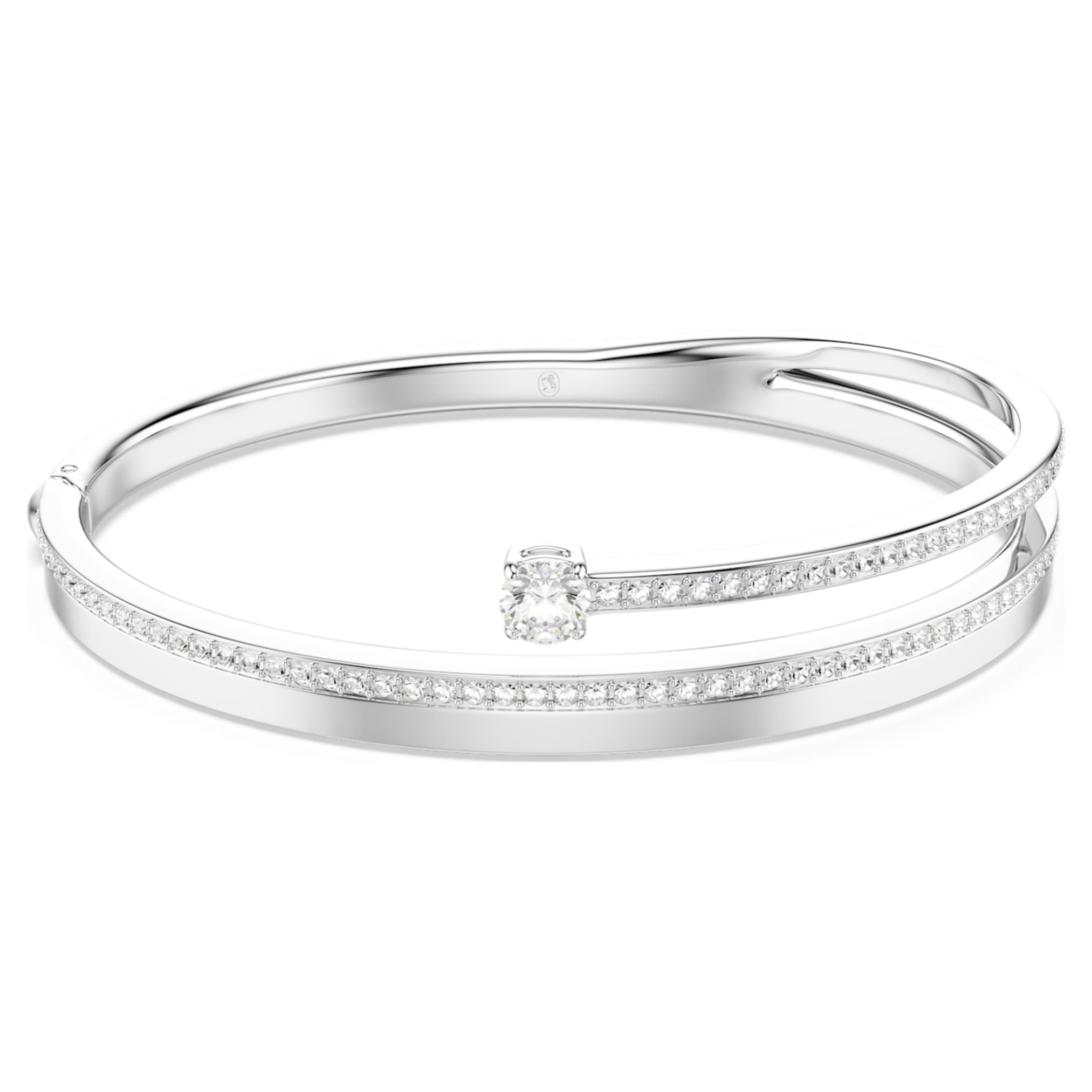Swarovski Fresh bangle Round cut, White, Rhodium plated