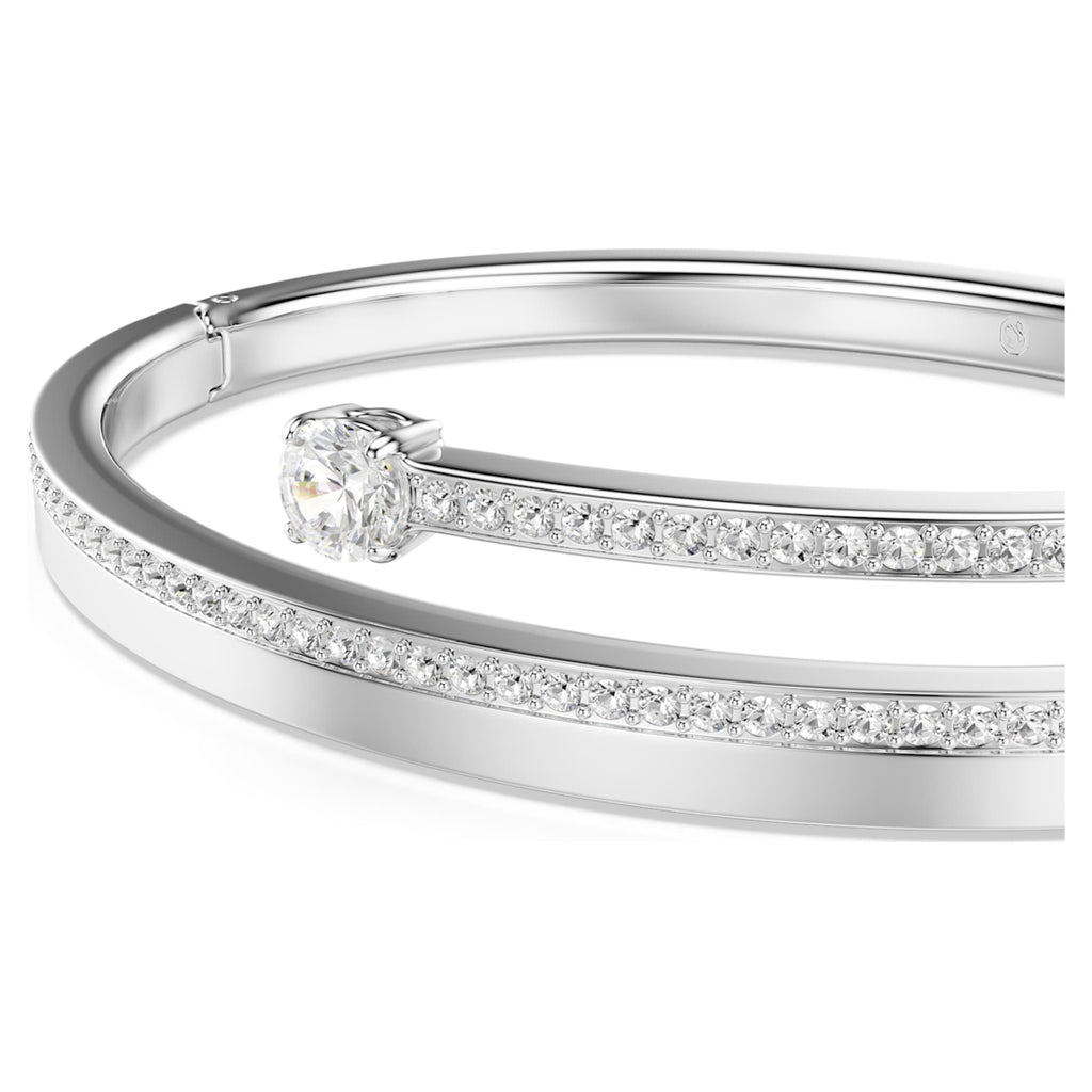Swarovski Fresh bangle Round cut, White, Rhodium plated