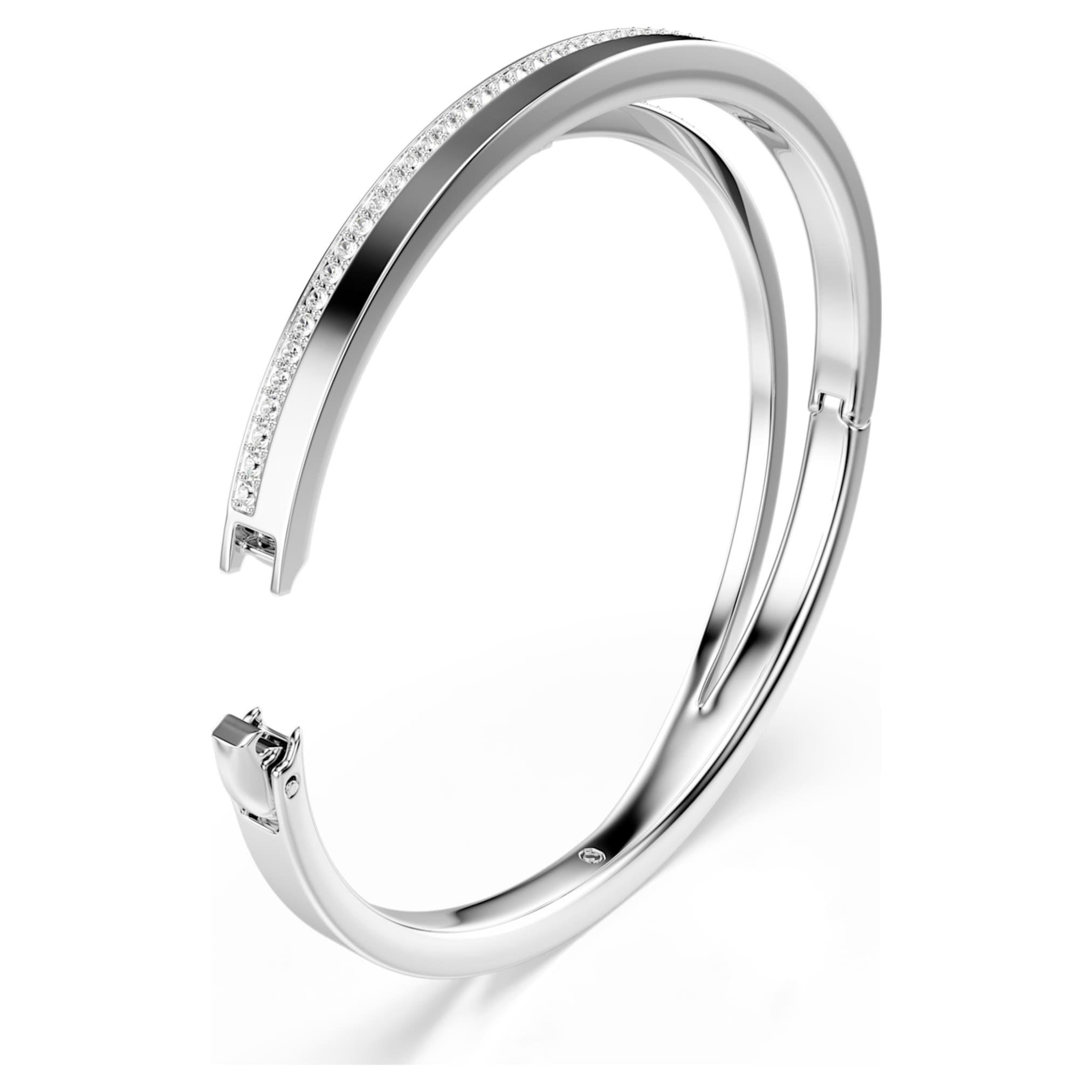 Swarovski Fresh bangle Round cut, White, Rhodium plated