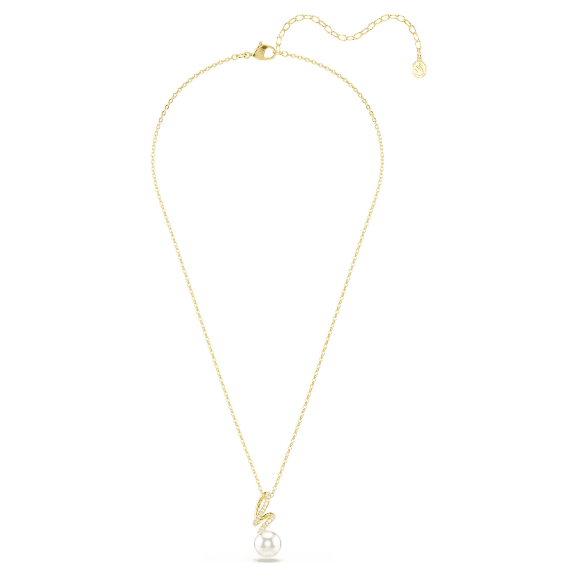 Swarovski Gabriella pendant Crystal pearl, Round cut, White, 18K gold finish