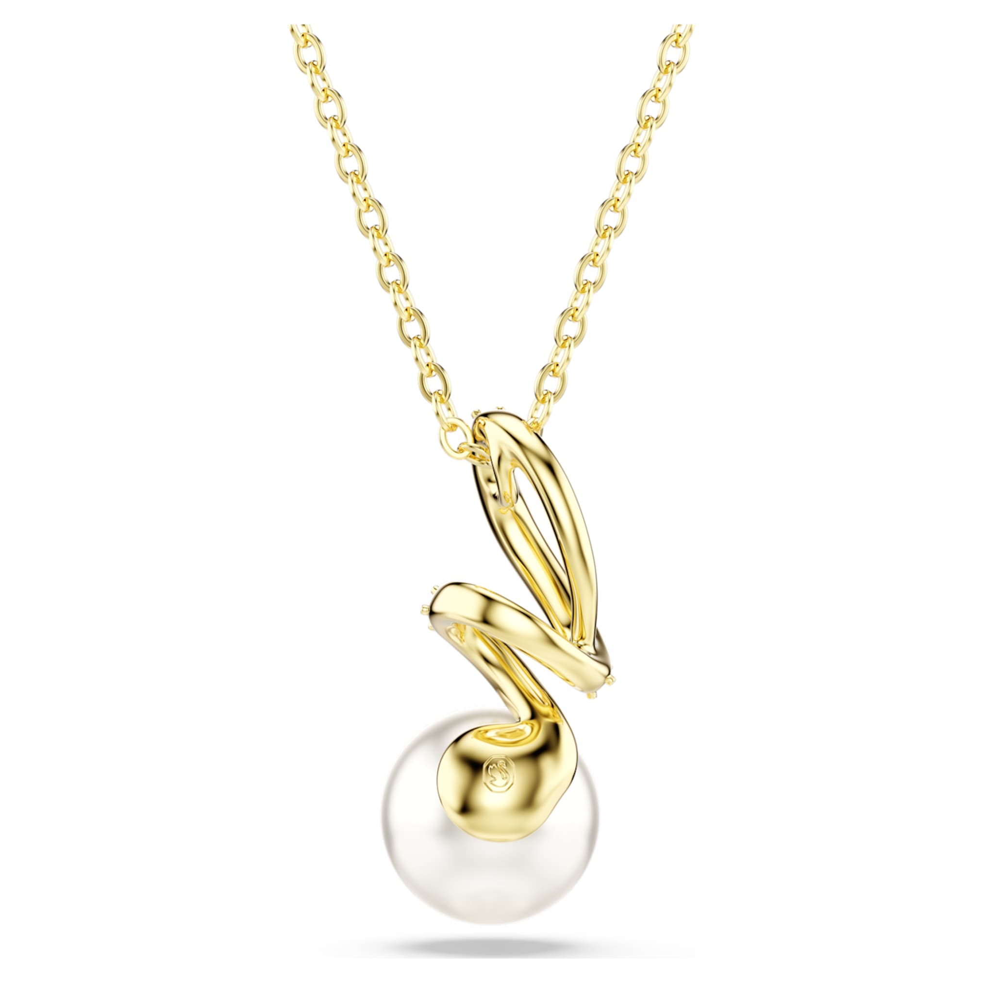 Swarovski Gabriella pendant Crystal pearl, Round cut, White, 18K gold finish