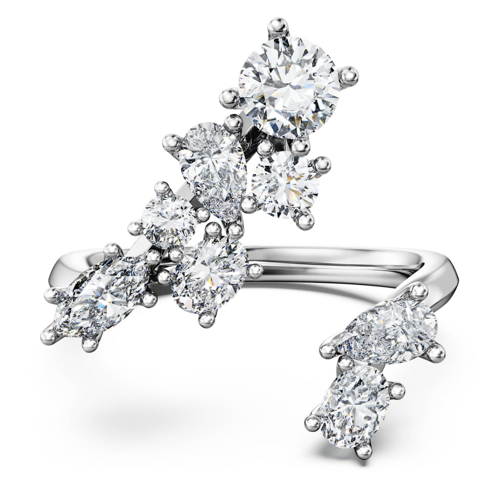 Swarovski Galaxy bypass ring Lab-grown diamonds 1.25 ct tw, Mixed shapes, 14K white gold