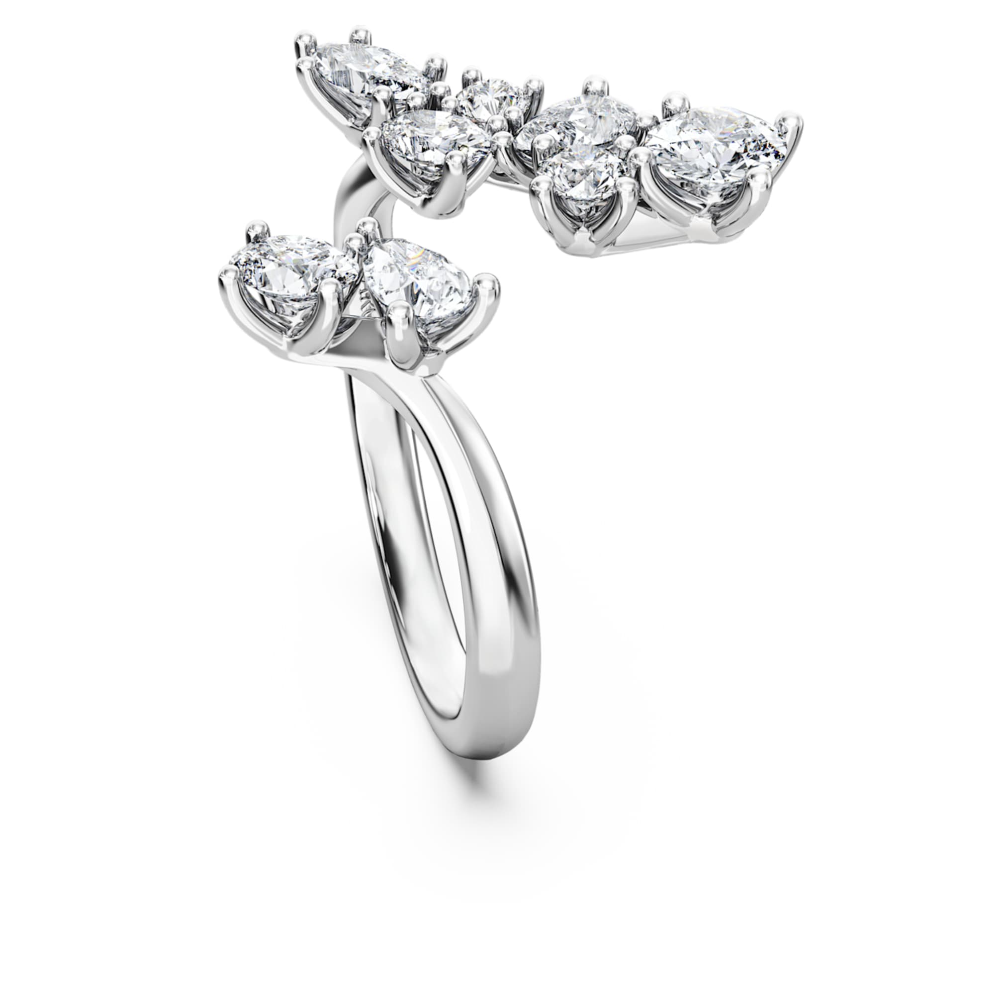 Swarovski Galaxy bypass ring Lab-grown diamonds 1.25 ct tw, Mixed shapes, 14K white gold