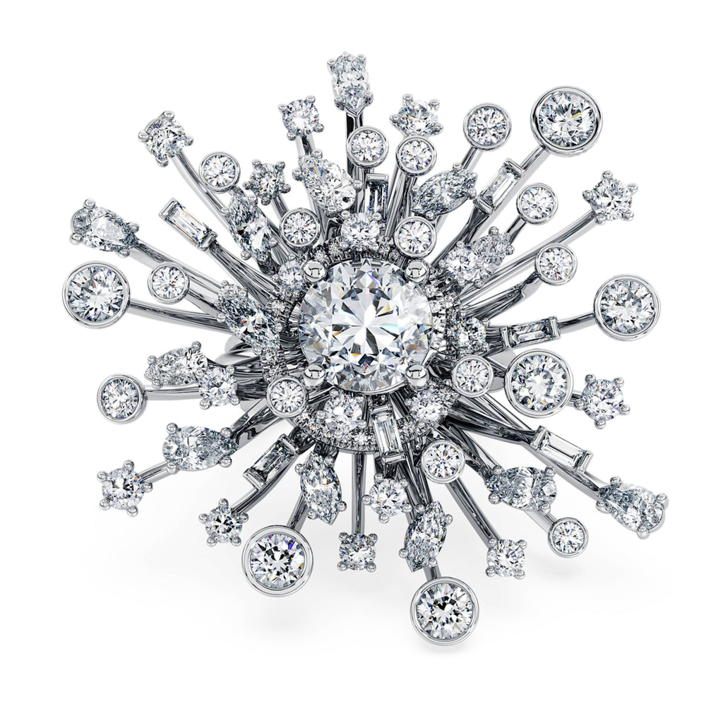 Swarovski Galaxy ring Lab-grown diamonds 9.5 ct tw, Mixed shapes, 18K white gold