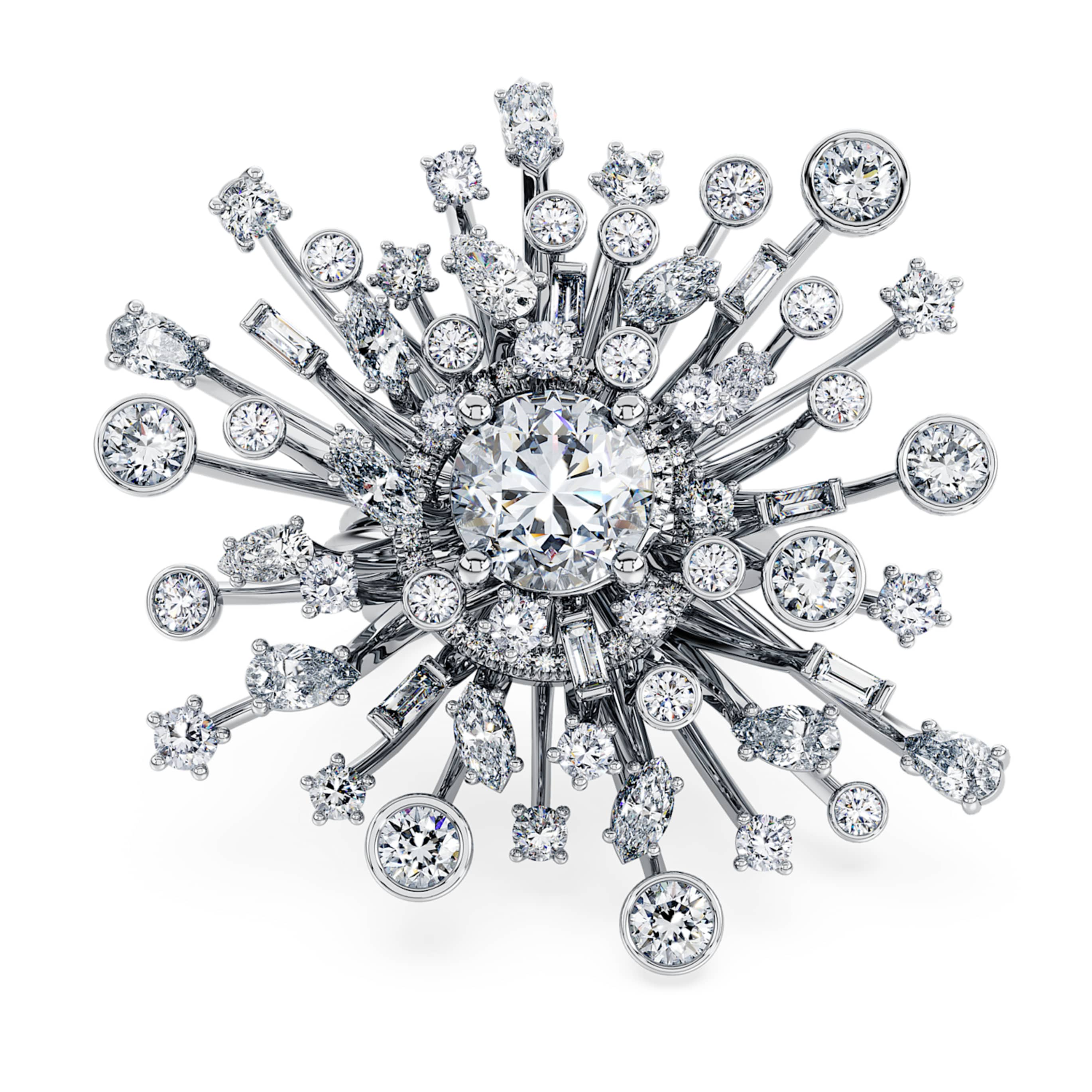 Swarovski Galaxy ring Lab-grown diamonds 9.5 ct tw, Mixed shapes, 18K white gold