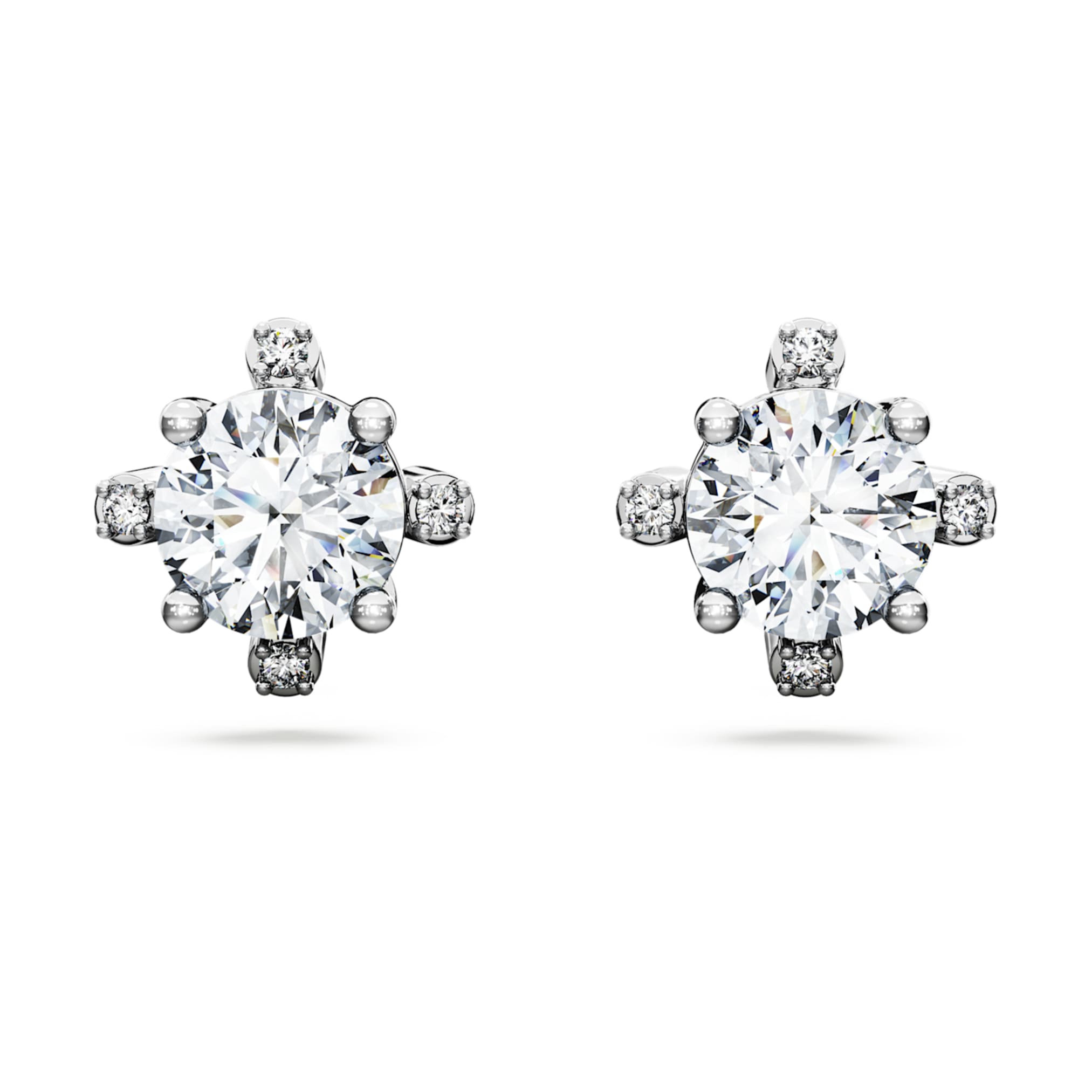 Swarovski Galaxy stud earrings Lab-grown diamonds 2.1 ct tw, Round shape, 14K white gold