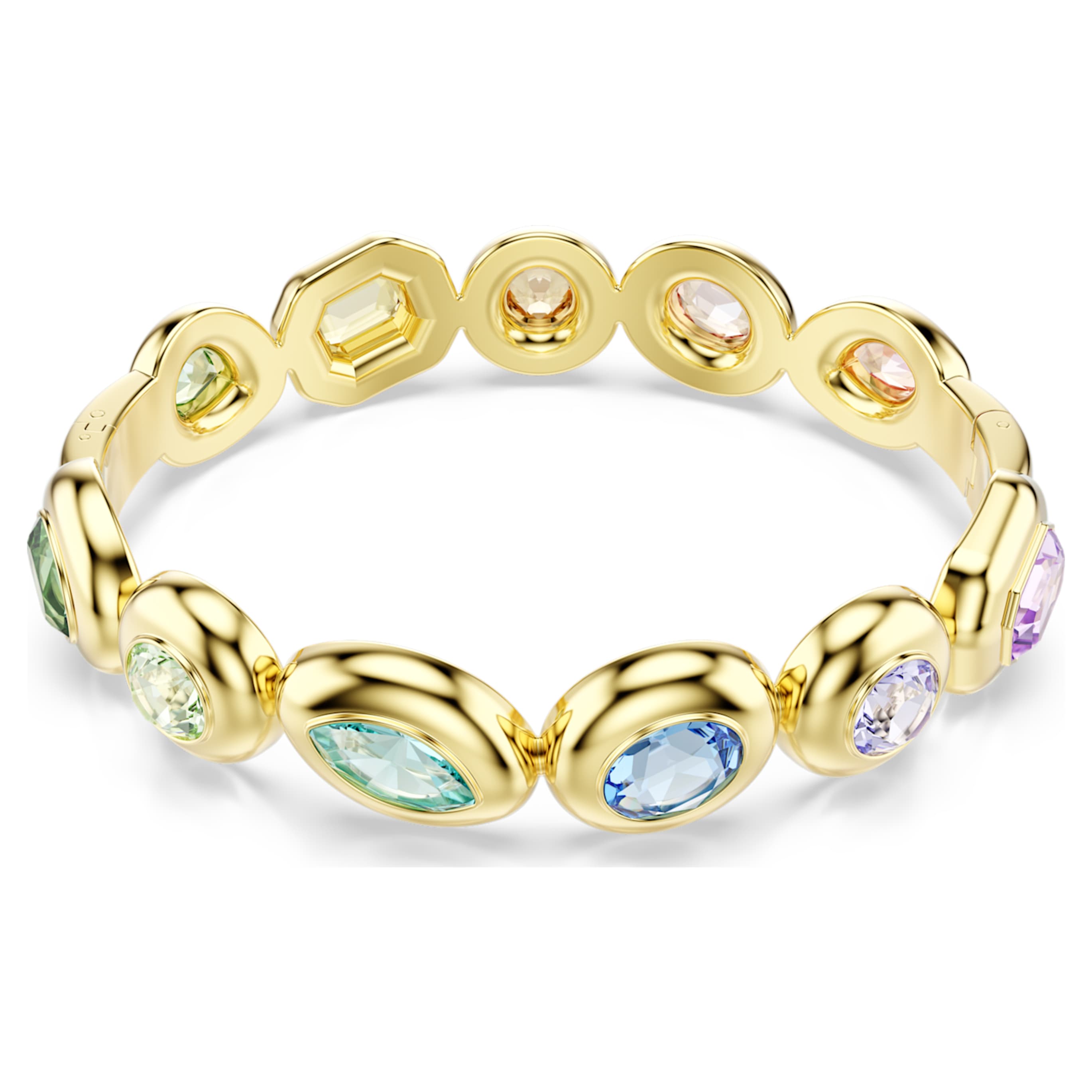 Swarovski Gema bangle Mixed cuts, Multicolored, 18K gold finish
