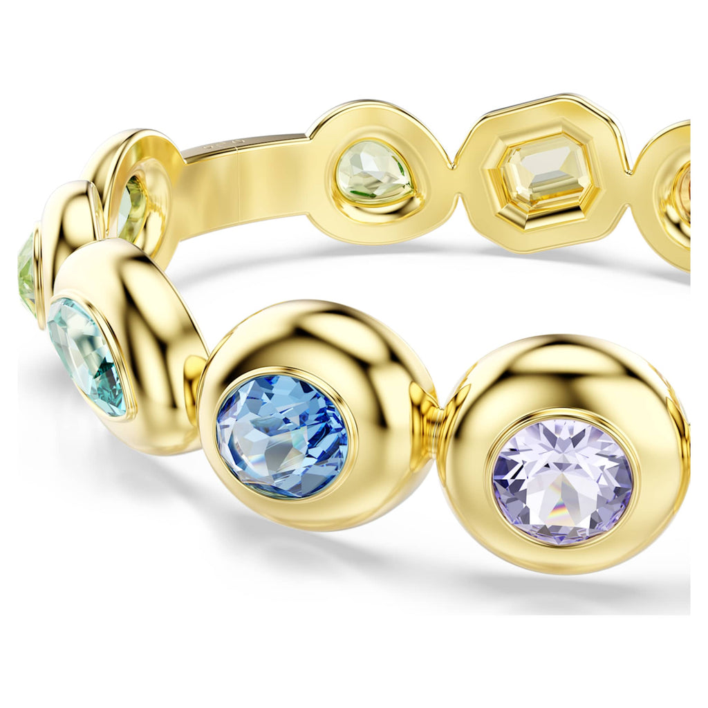 Swarovski Gema bangle Mixed cuts, Multicolored, 18K gold finish