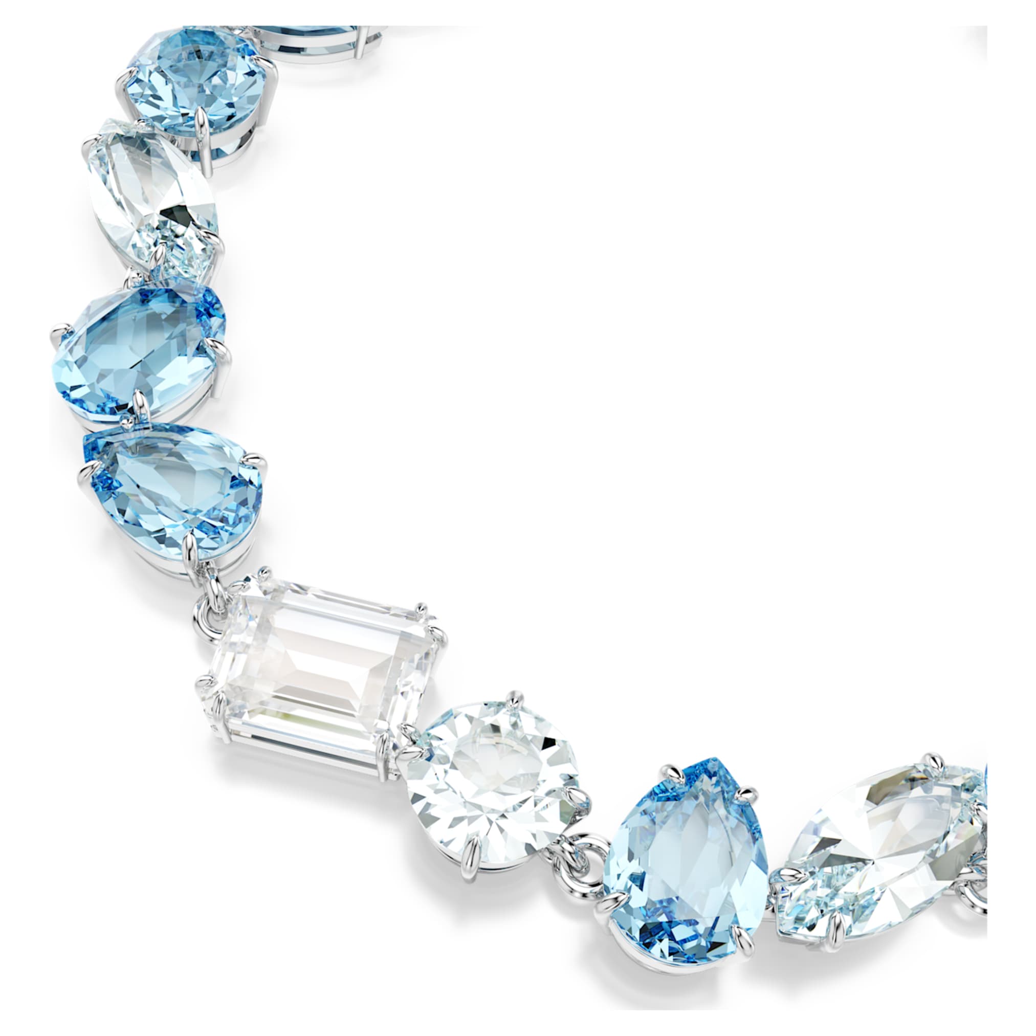 Swarovski Gema bracelet Mixed cuts, Blue, Rhodium plated