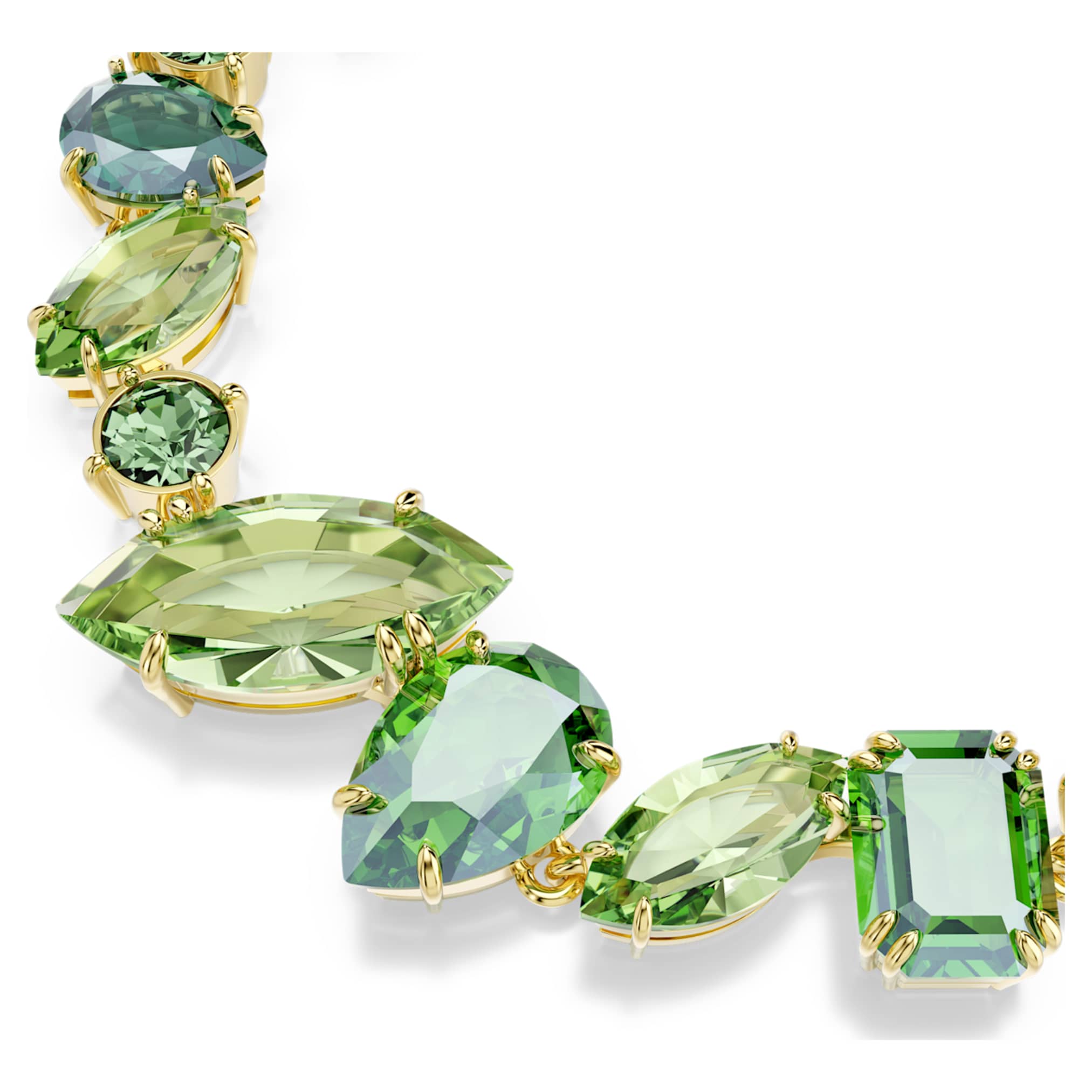 Swarovski Gema bracelet Mixed cuts, Green, 18K gold finish