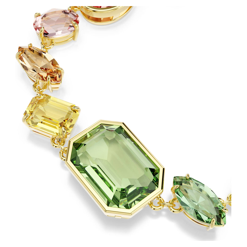 Swarovski Gema bracelet Mixed cuts, Multicolored, 18K gold finish