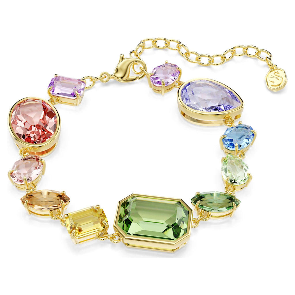 Swarovski Gema bracelet Mixed cuts, Multicolored, 18K gold finish