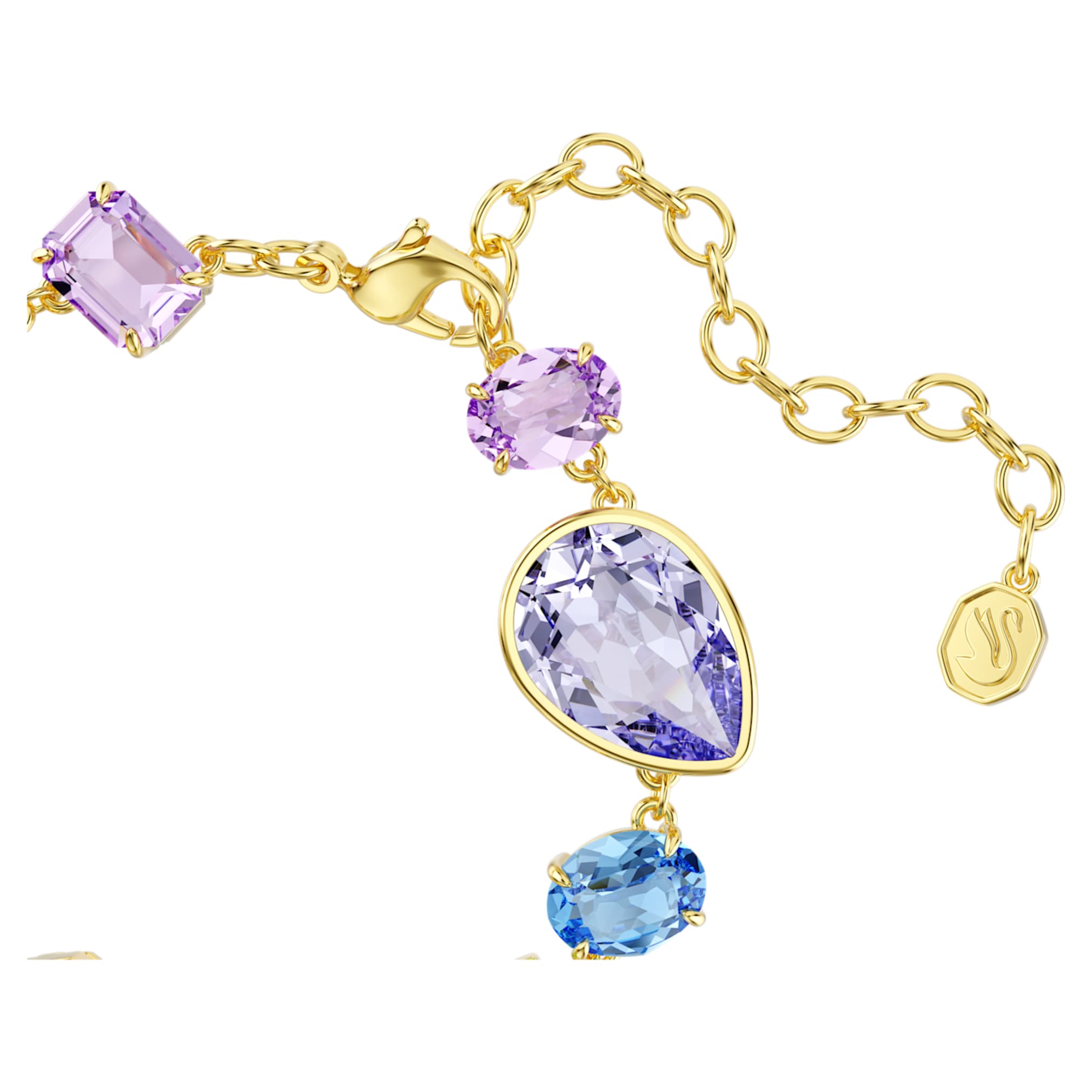 Swarovski Gema bracelet Mixed cuts, Multicolored, 18K gold finish