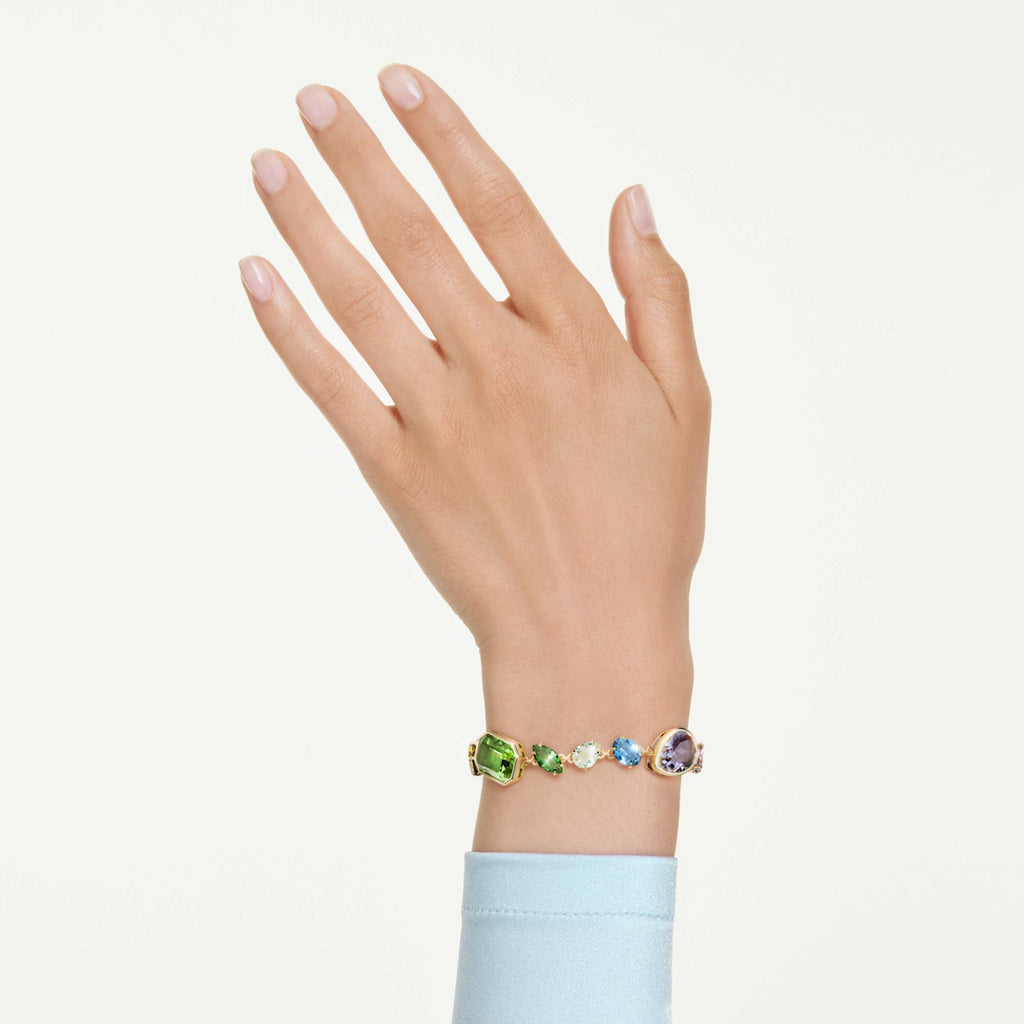 Swarovski Gema bracelet Mixed cuts, Multicolored, 18K gold finish