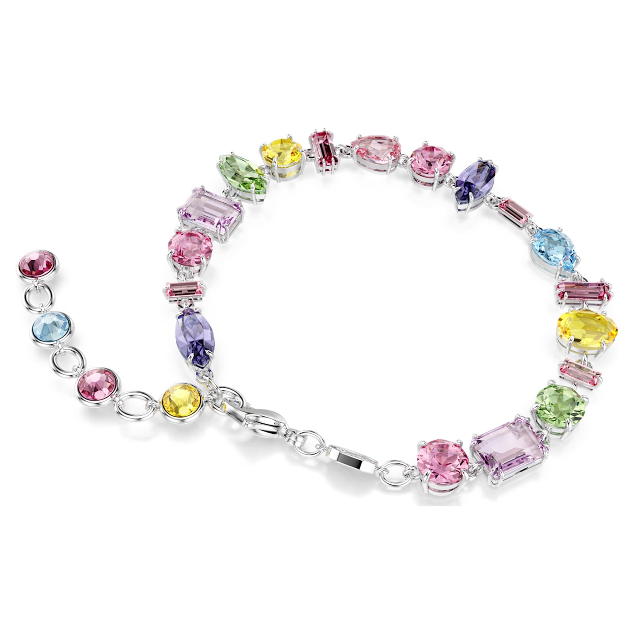 Swarovski Gema bracelet Mixed cuts, Multicolored, Rhodium plated