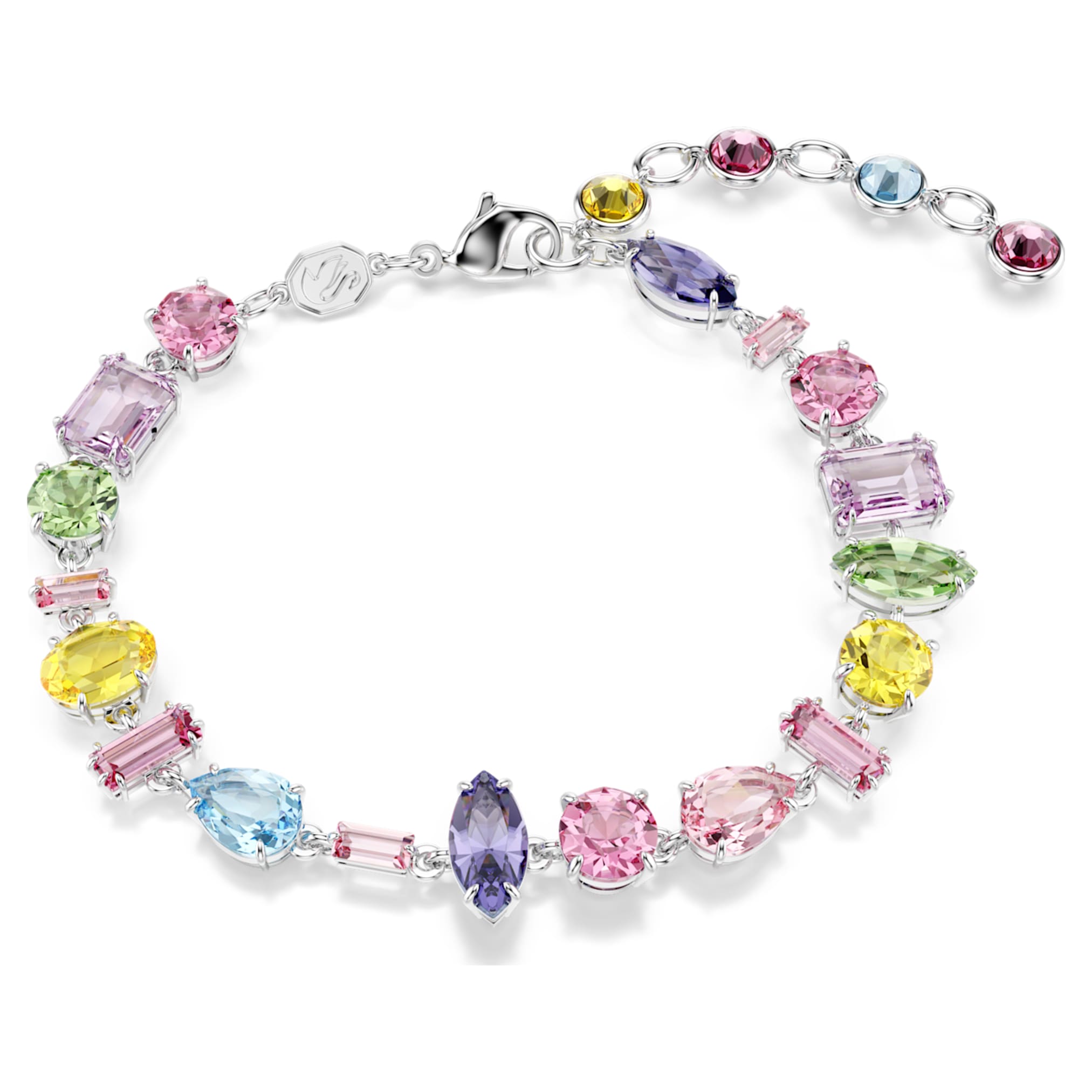 Swarovski Gema bracelet Mixed cuts, Multicolored, Rhodium plated