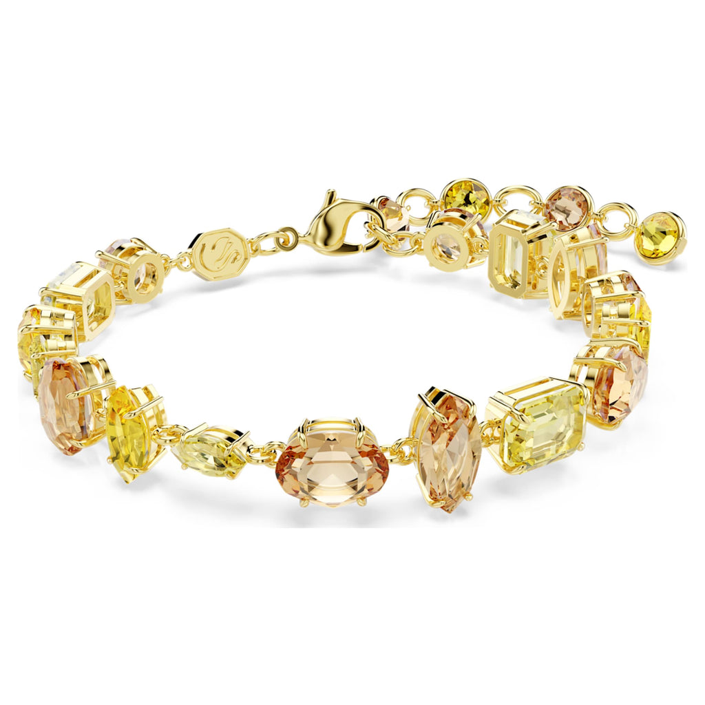 Swarovski Gema bracelet Mixed cuts, Yellow, 18K gold finish