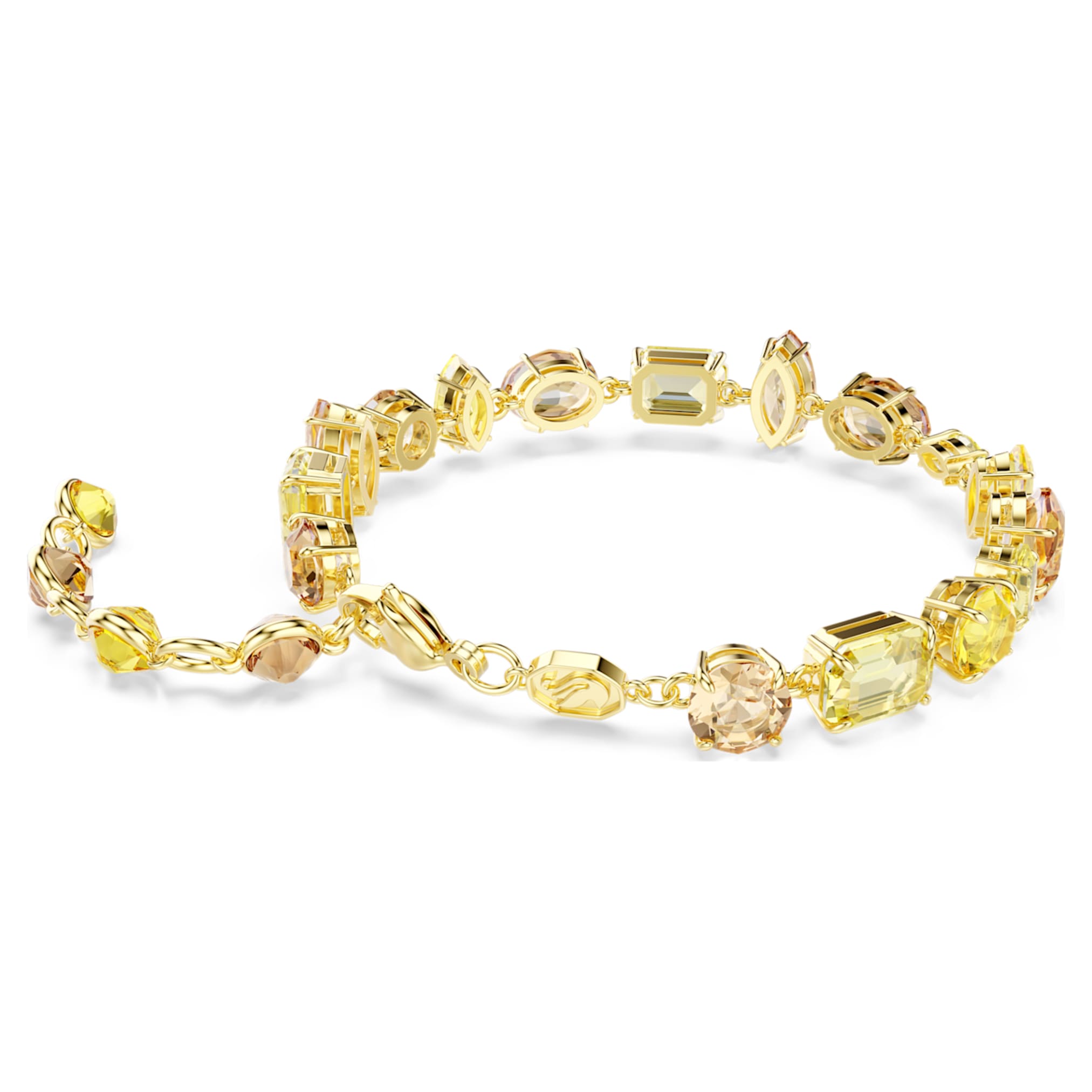 Swarovski Gema bracelet Mixed cuts, Yellow, 18K gold finish