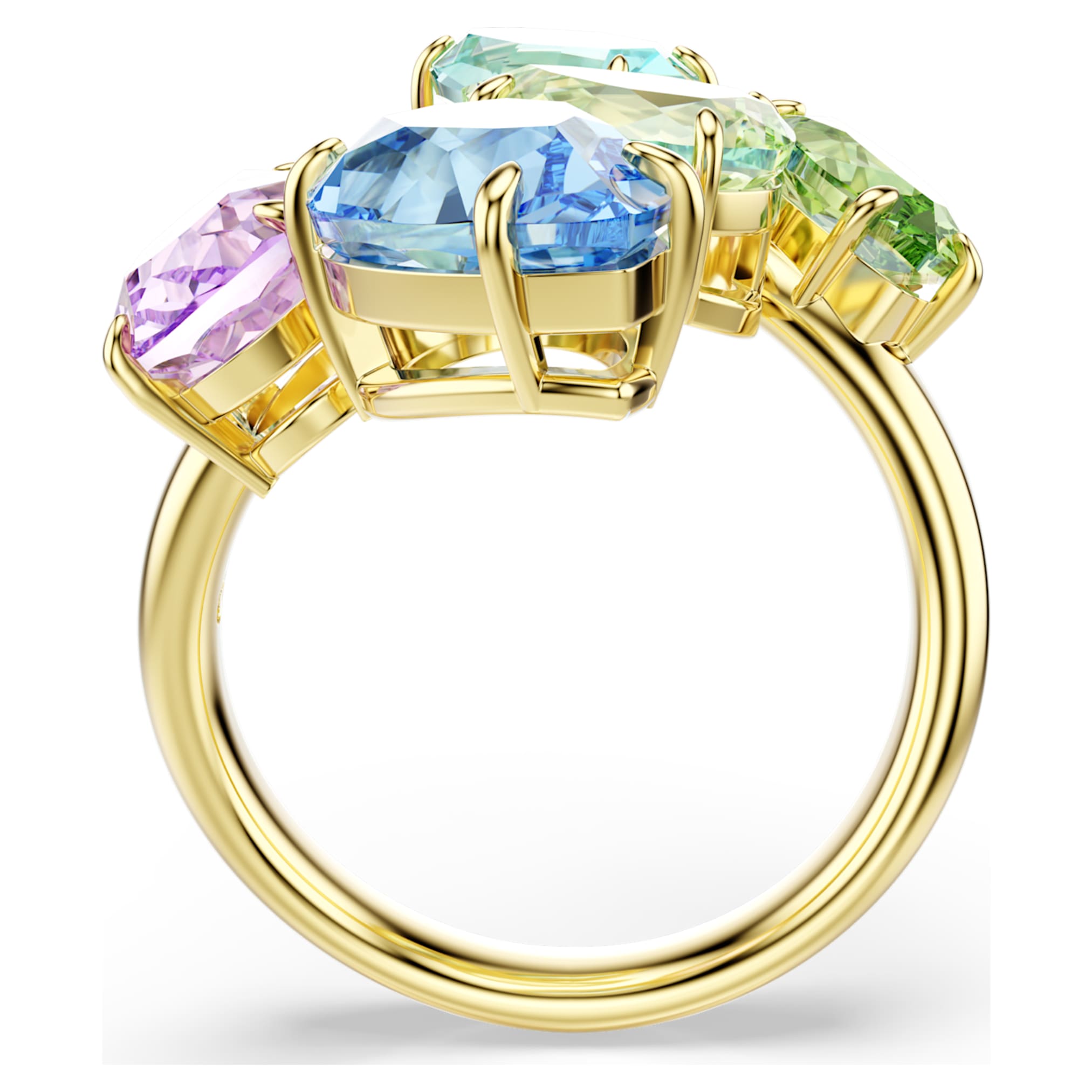 Swarovski Gema cocktail ring Mixed cuts, Multicolored, 18K gold finish