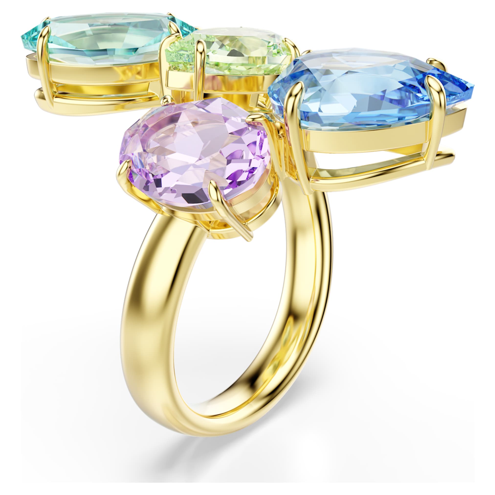 Swarovski Gema cocktail ring Mixed cuts, Multicolored, 18K gold finish