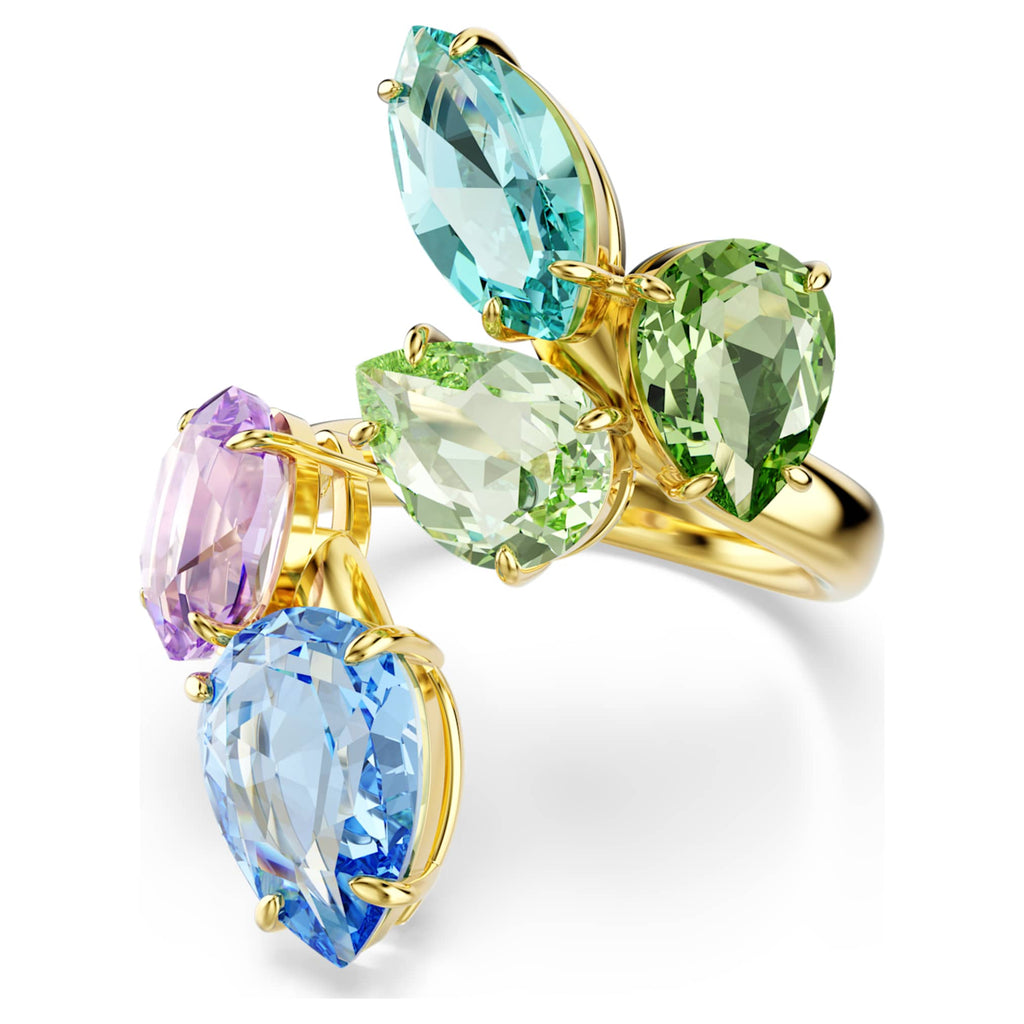Swarovski Gema cocktail ring Mixed cuts, Multicolored, 18K gold finish