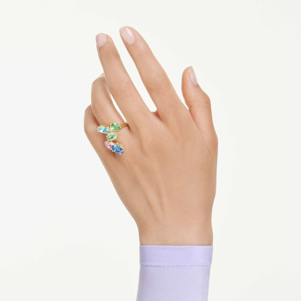 Swarovski Gema cocktail ring Mixed cuts, Multicolored, 18K gold finish