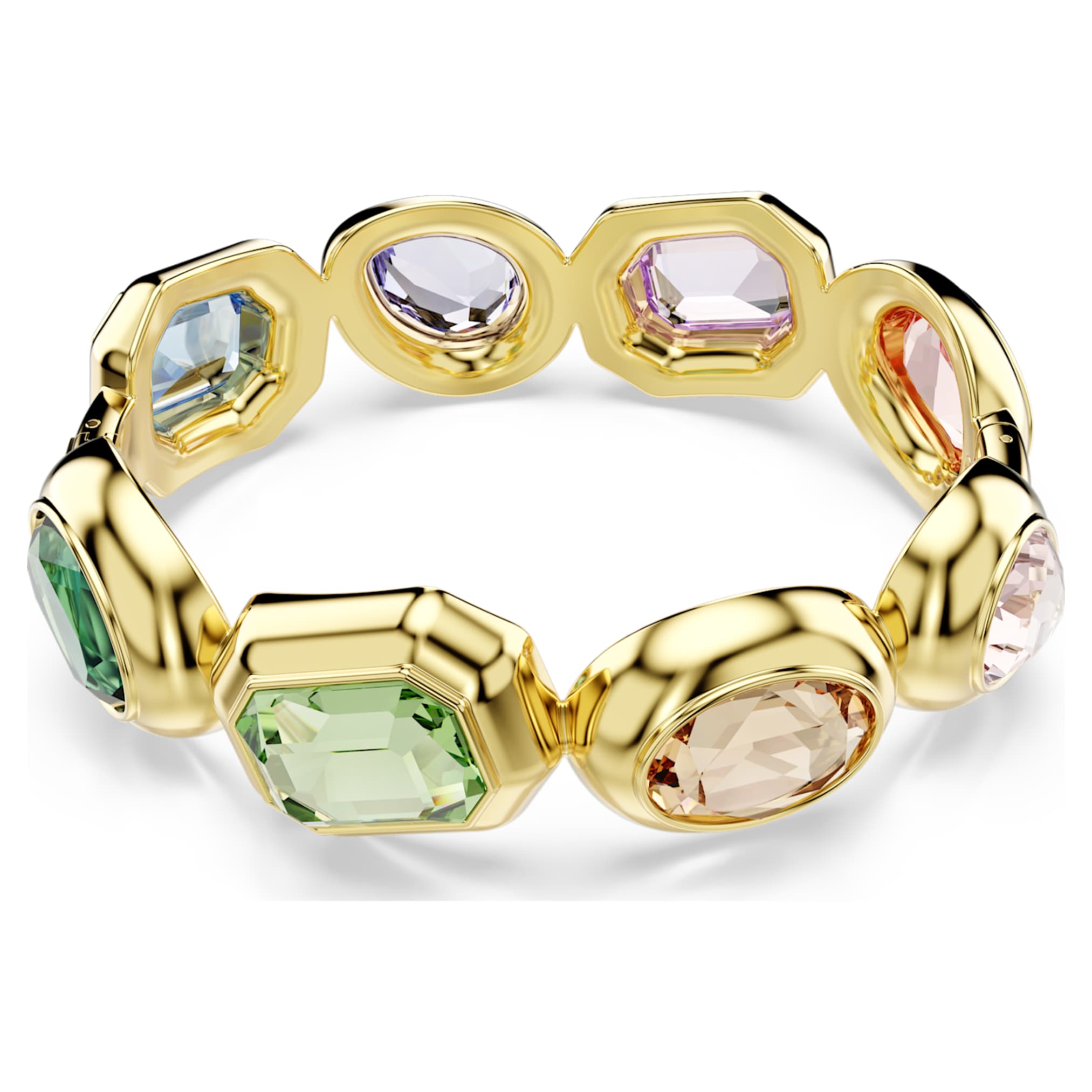 Swarovski Gema cuff Oversized crystals, Mixed cuts, Multicolored, 18K gold finish