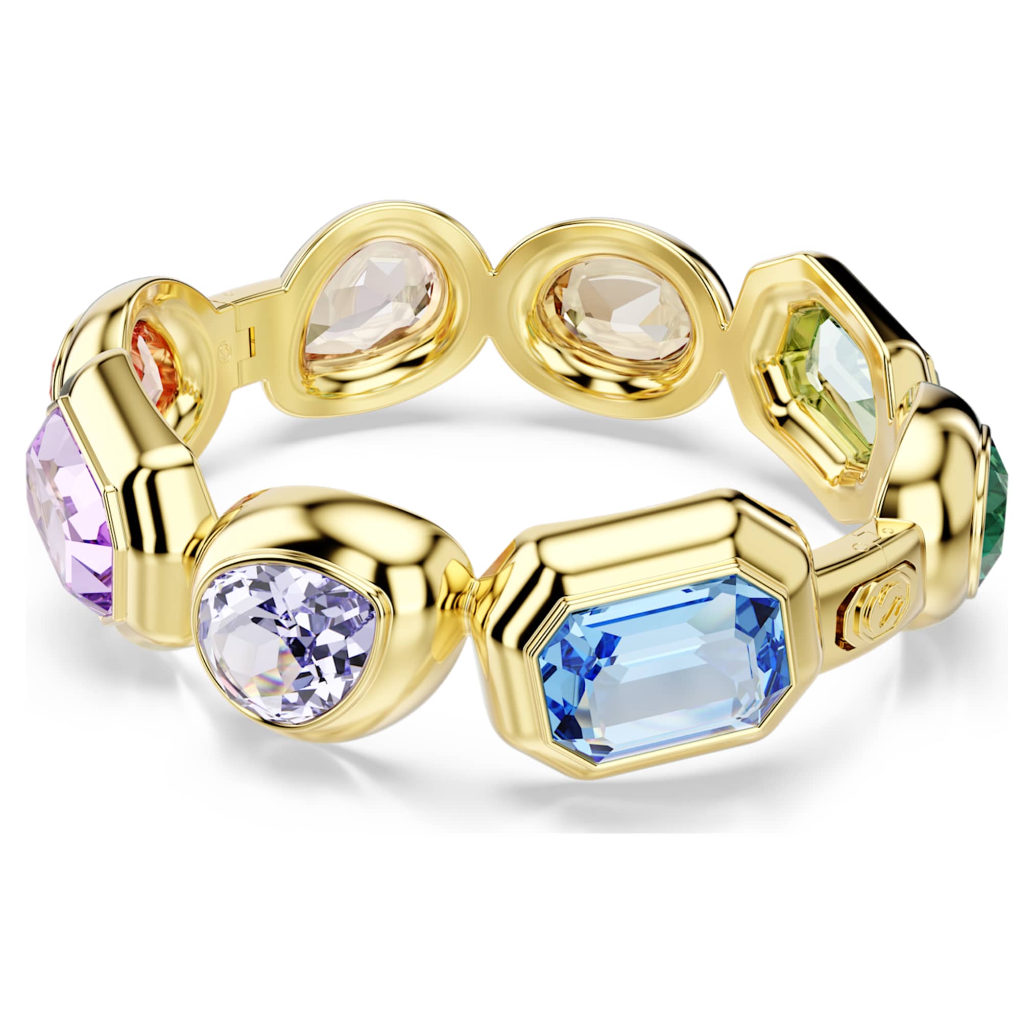 Swarovski Gema cuff Oversized crystals, Mixed cuts, Multicolored, 18K gold finish