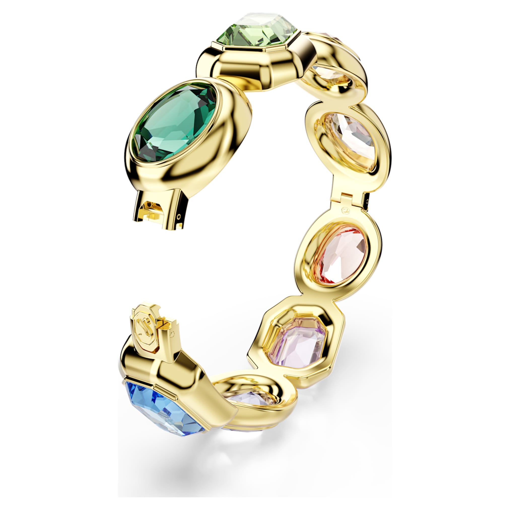 Swarovski Gema cuff Oversized crystals, Mixed cuts, Multicolored, 18K gold finish