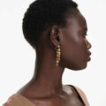 Swarovski Gema drop earrings Asymmetrical design, Mixed cuts, Long, Yellow, 18K gold finish
