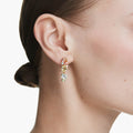 Swarovski Gema drop earrings Asymmetrical design, Mixed cuts, Multicolored, 18K gold finish