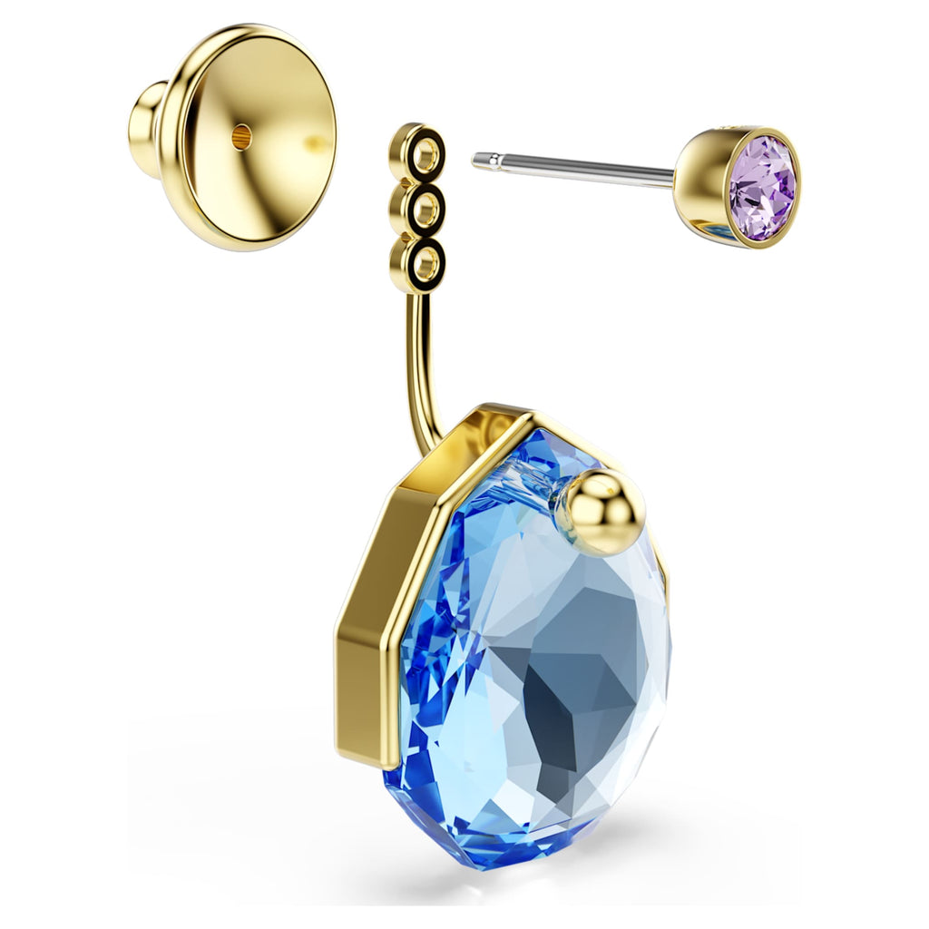 Swarovski Gema earring jackets Blue, 18K gold finish