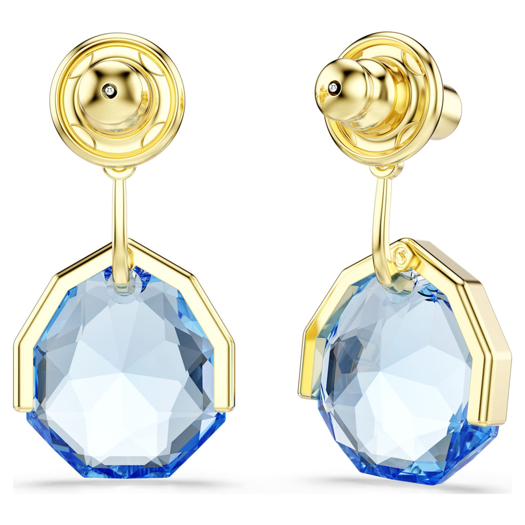 Swarovski Gema earring jackets Blue, 18K gold finish