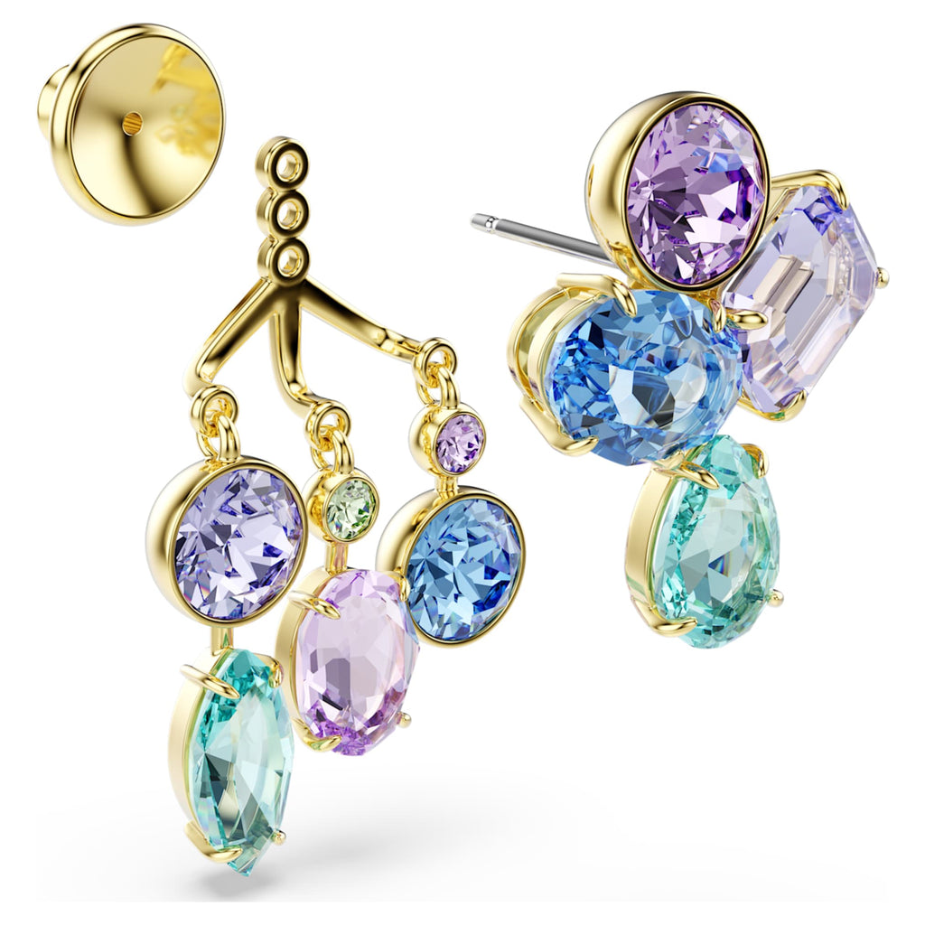Swarovski Gema earring jackets Mixed cuts, Multicolored, 18K gold finish