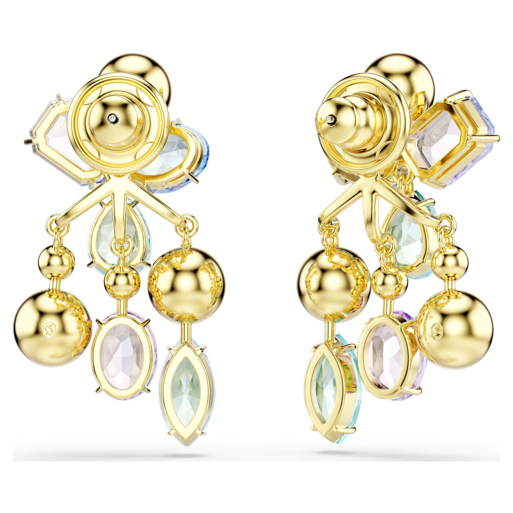 Swarovski Gema earring jackets Mixed cuts, Multicolored, 18K gold finish
