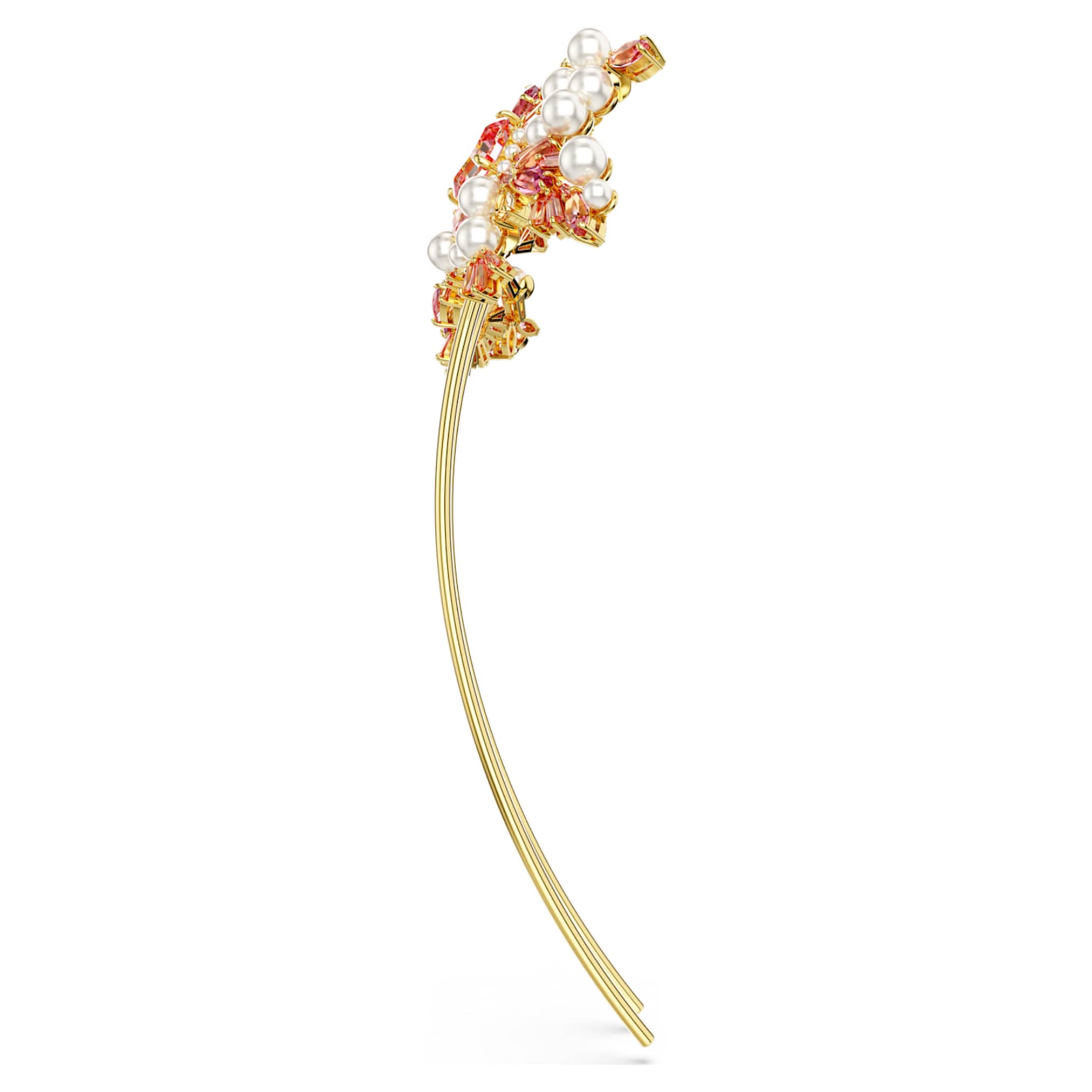 Swarovski Gema hair clip Crystal pearl, Mixed cuts, Flower, Pink, Gold-tone plated