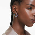 Swarovski Gema hoop earrings Pink, Rhodium plated