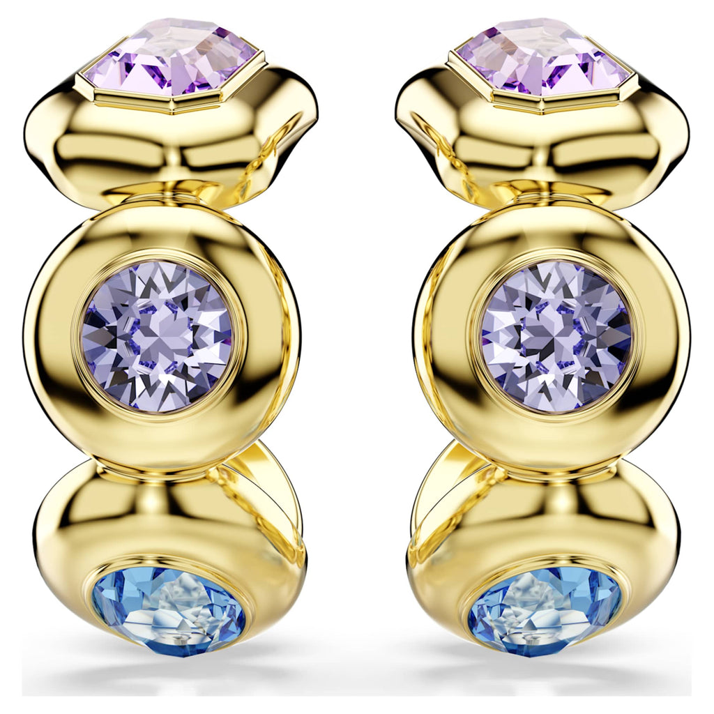 Swarovski Gema hoop earrings Mixed cuts, Multicolored, 18K gold finish