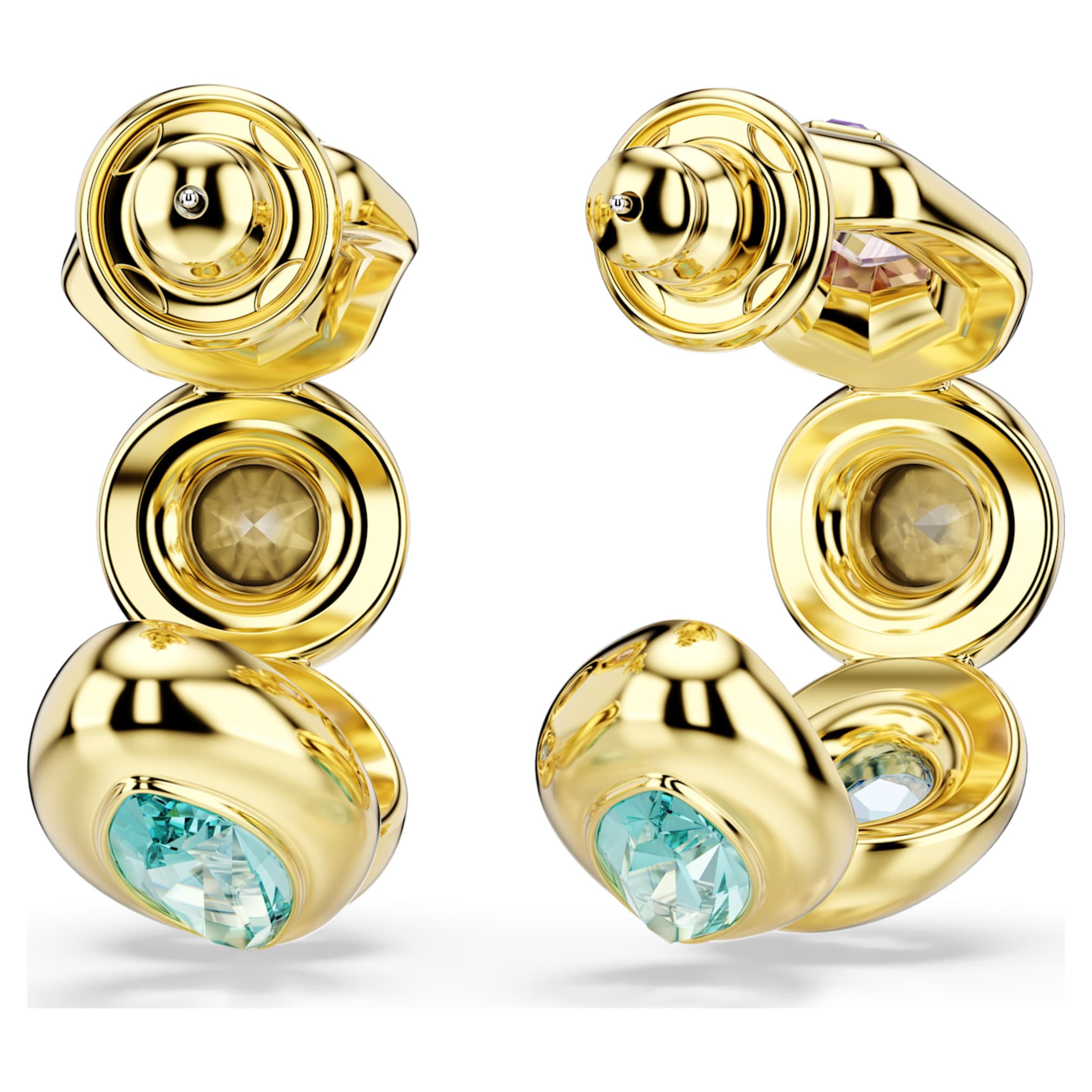 Swarovski Gema hoop earrings Mixed cuts, Multicolored, 18K gold finish