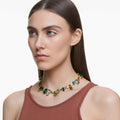 Swarovski Gema necklace Mixed cuts, Green, 18K gold finish