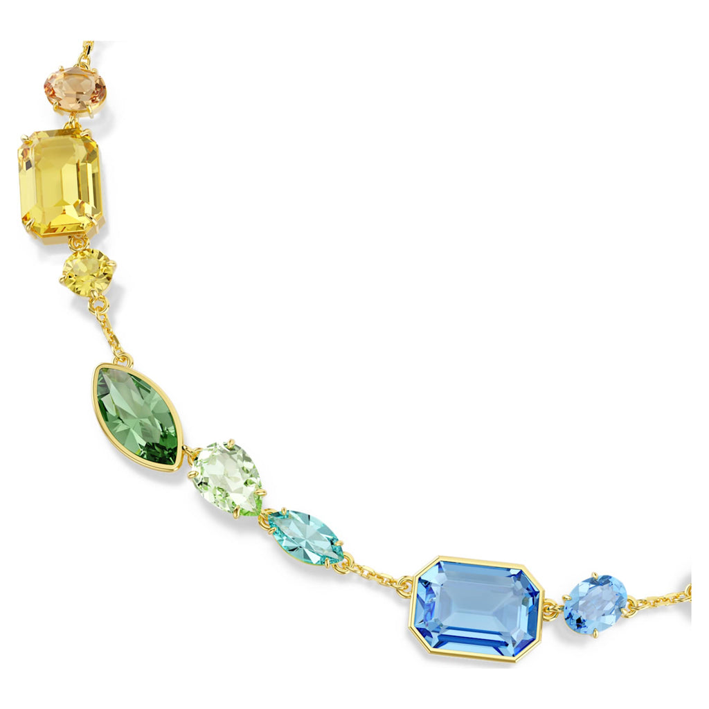 Swarovski Gema necklace Mixed cuts, Multicolored, 18K gold finish