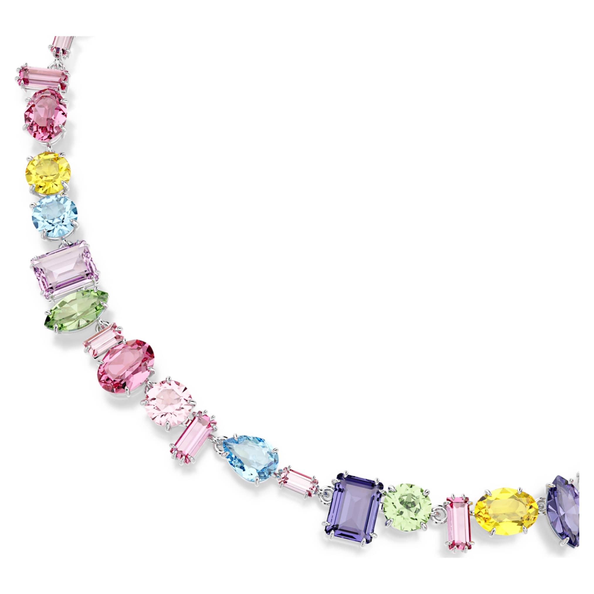 Swarovski Gema necklace Mixed cuts, Multicolored, Rhodium plated