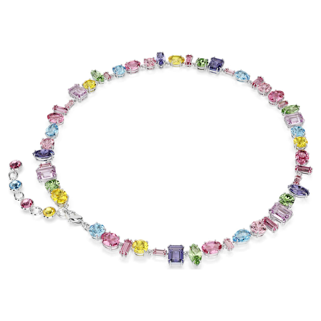 Swarovski Gema necklace Mixed cuts, Multicolored, Rhodium plated